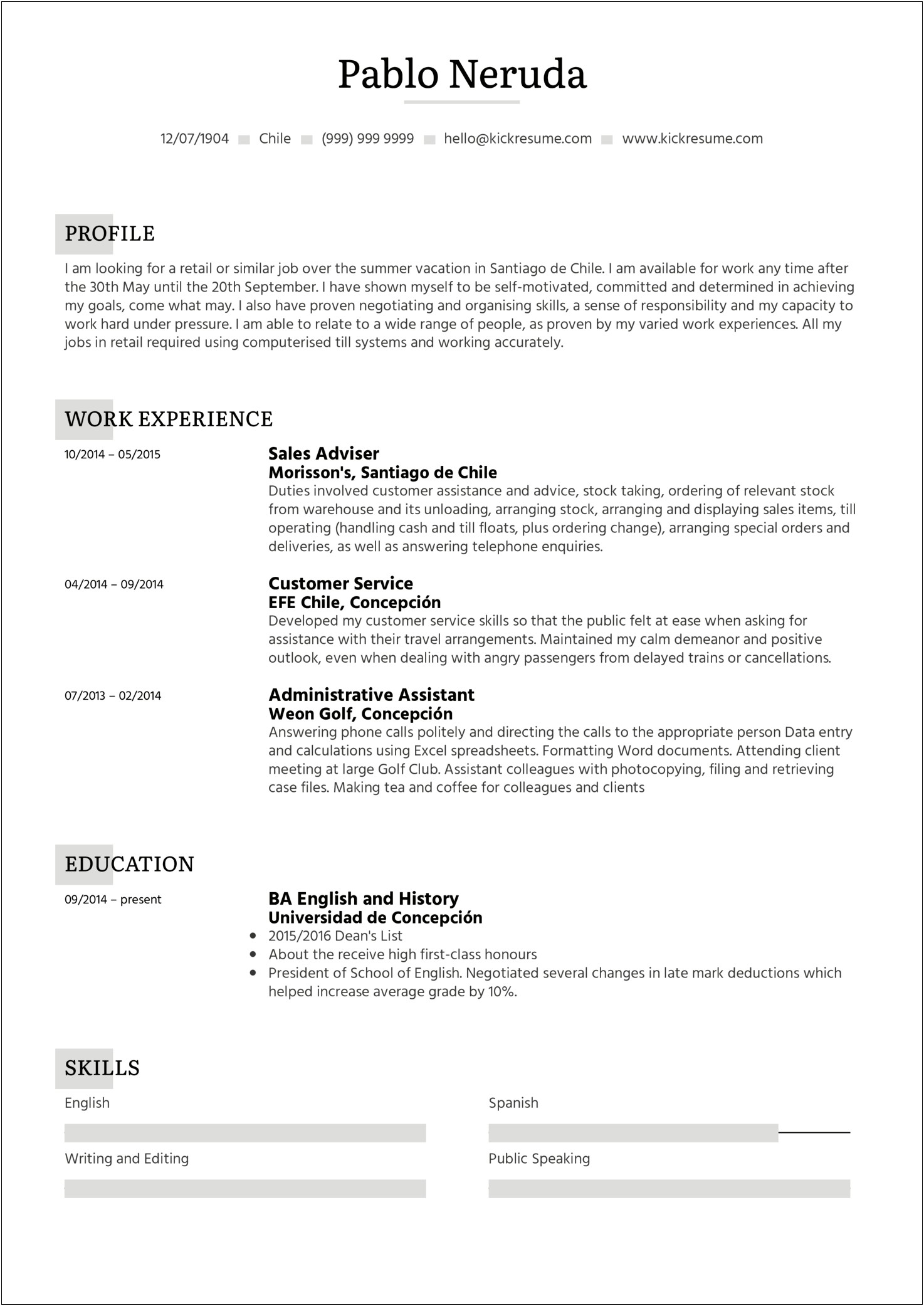 Resume Basics For High School Students