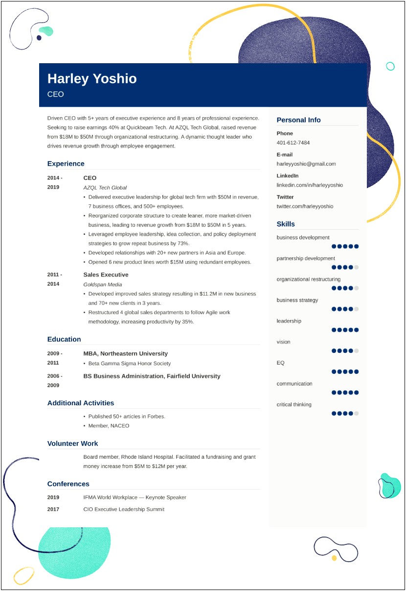 Resume Bullet Point Examples For Startup Company