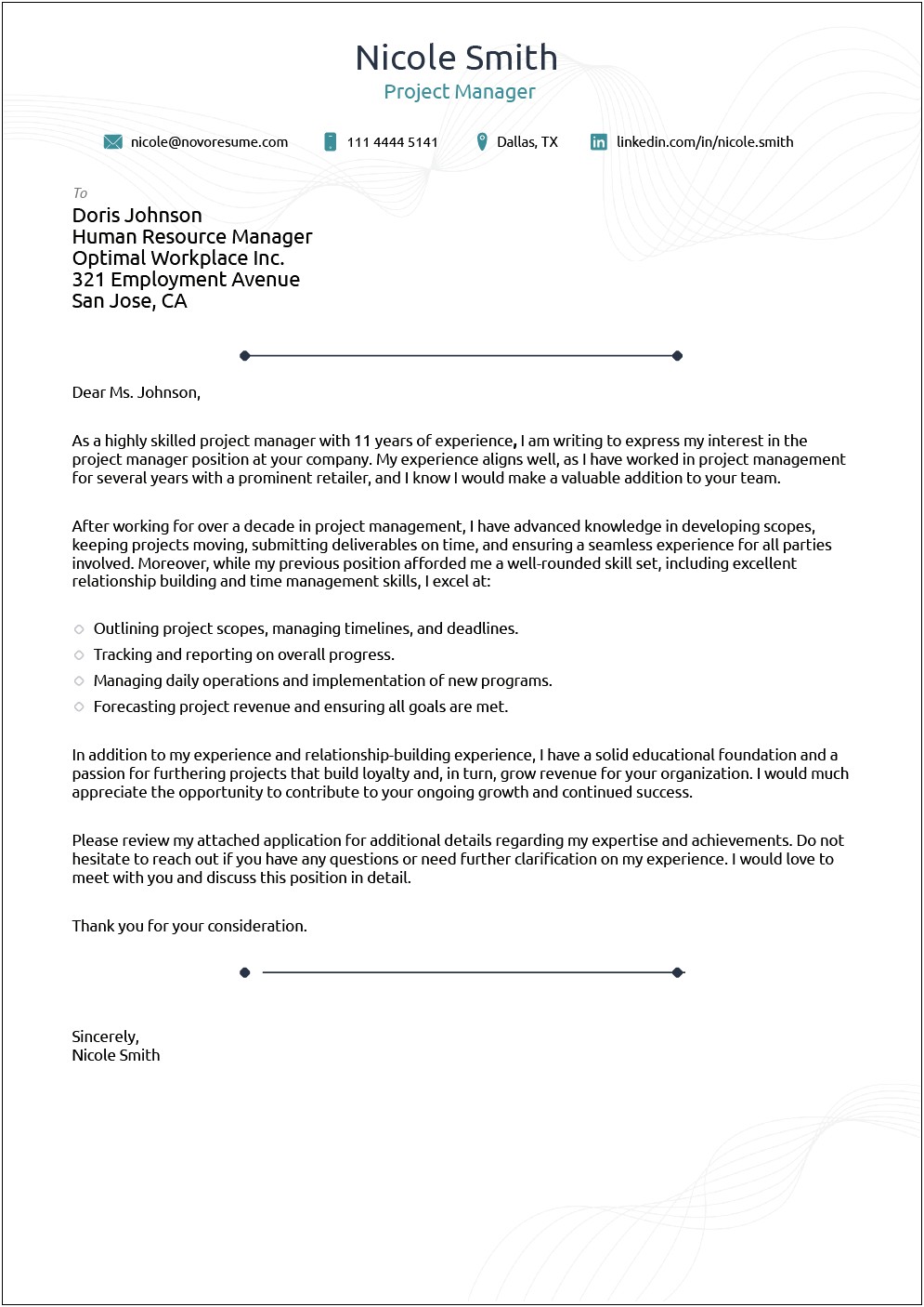 Resume Cover Letter Closing Lines Examples