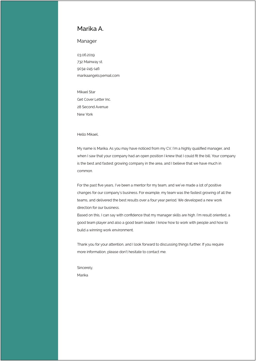 Resume Cover Letter Examples For Coaching