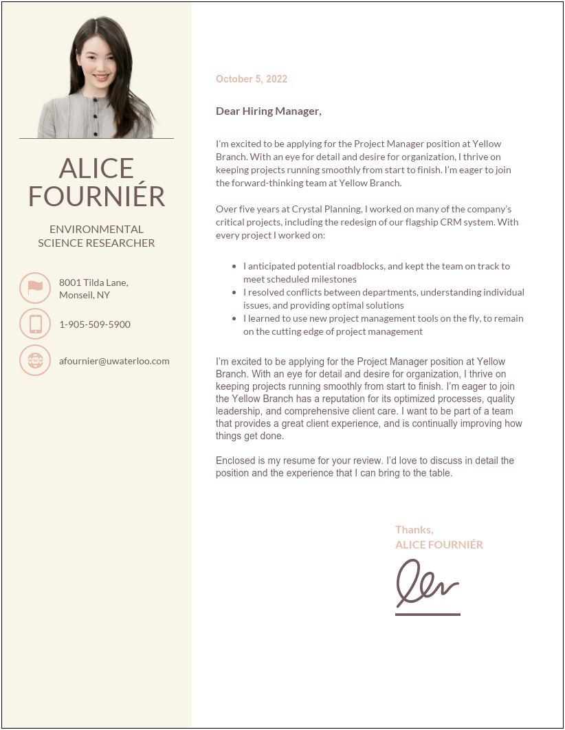 Resume Cover Letter Examples For College Students