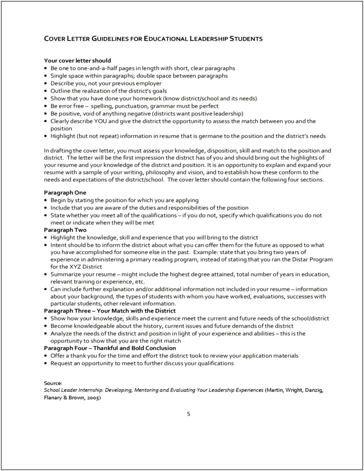 Resume Cover Letter Format For Teachers