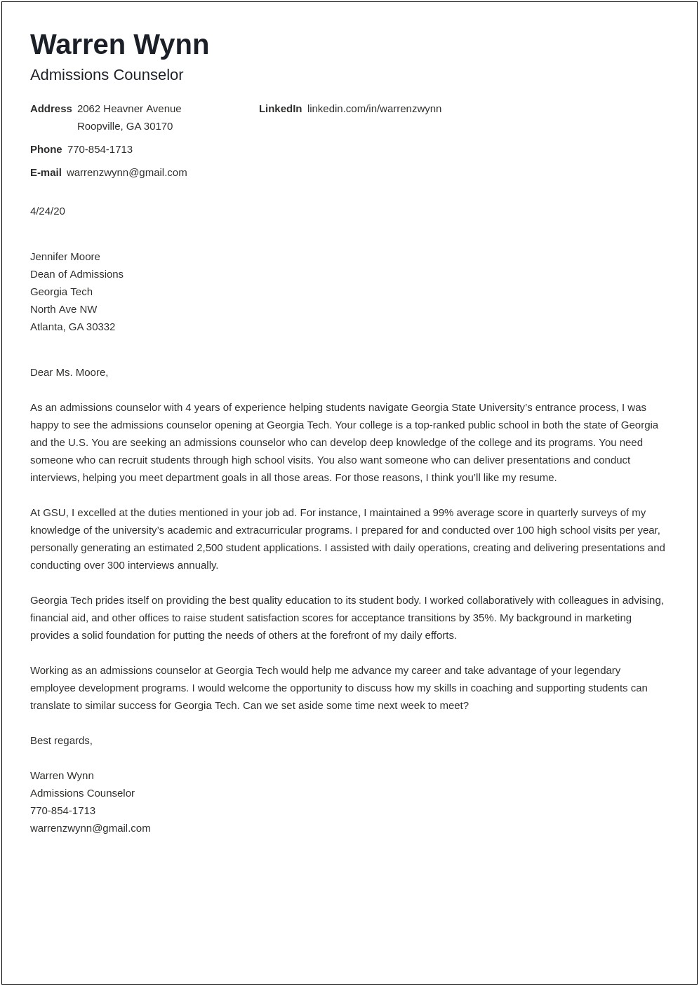 Resume Cover Letter High School Student