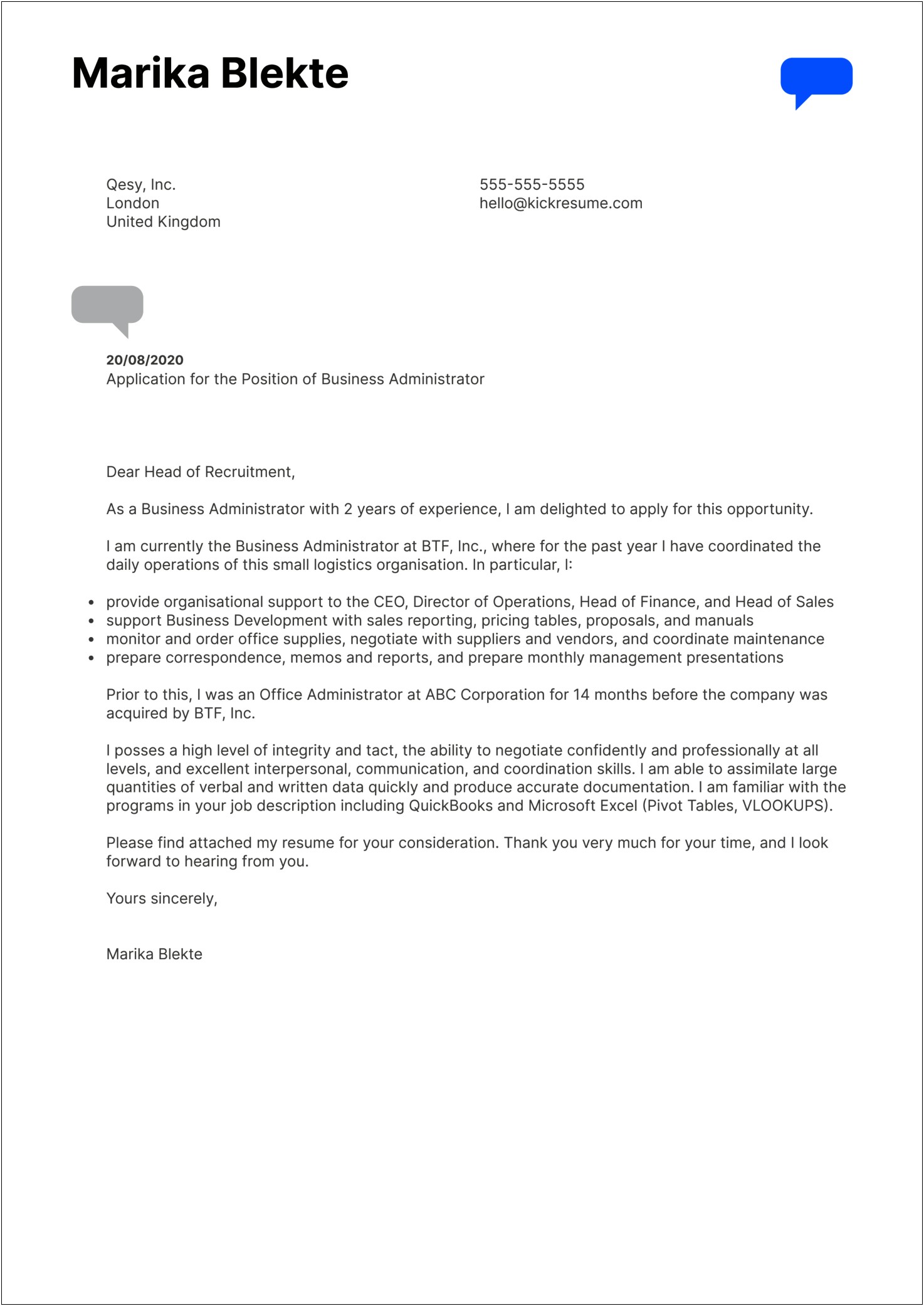 Resume Cover Letter Sample For Maintenance Manager