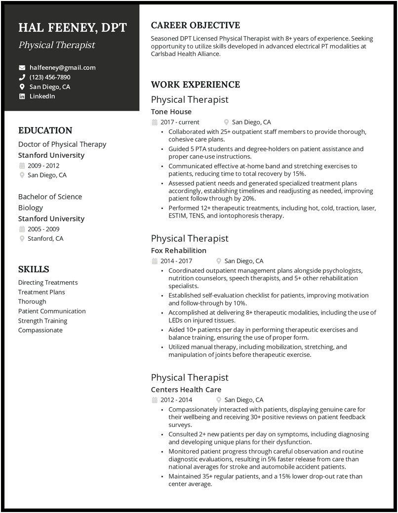 Resume Description For Physical Therapy Volunteer