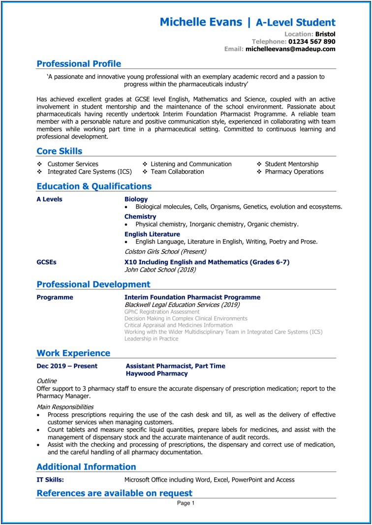 Resume Detailed Work For Interim Position
