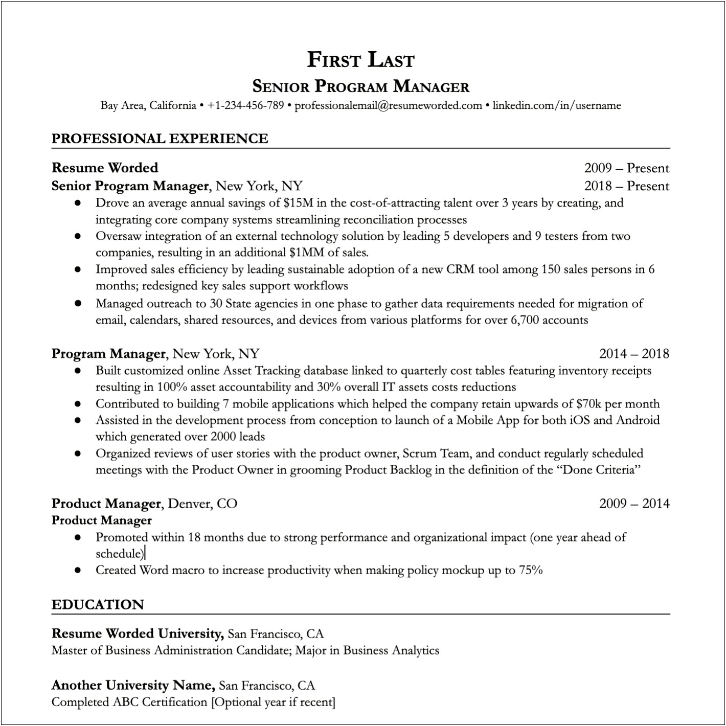 Resume Different Company With Same Job