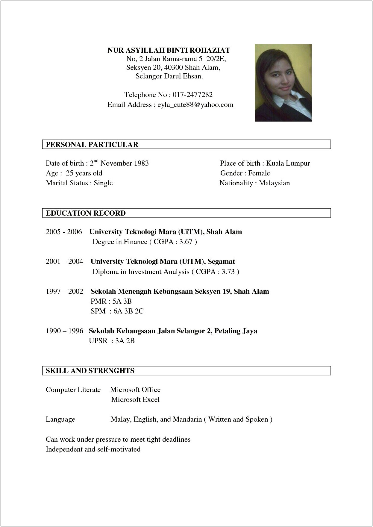 Resume Example Of 25 Year Work Career