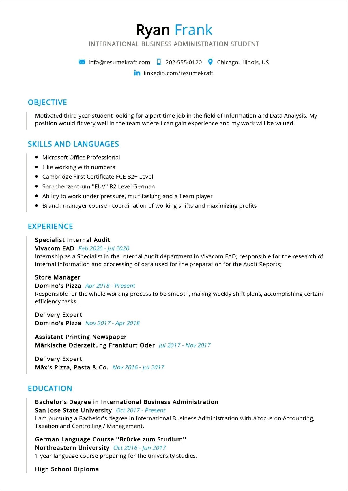 Resume Examples 2016 For College Students