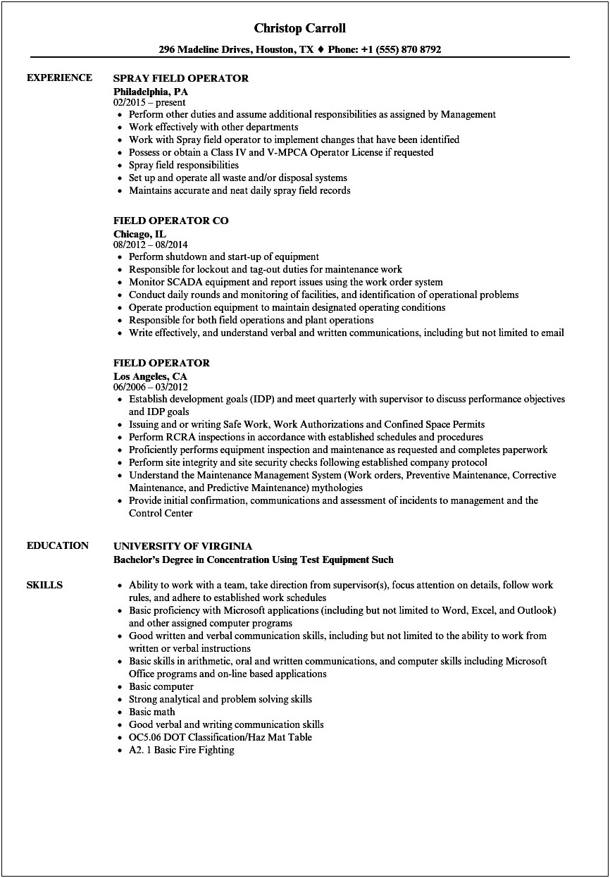 Resume Examples For Blm Technician Jobs