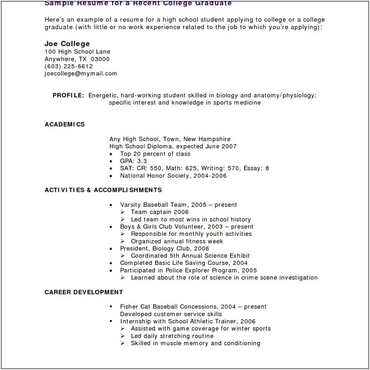 Resume Examples For Jobs With Little Experience