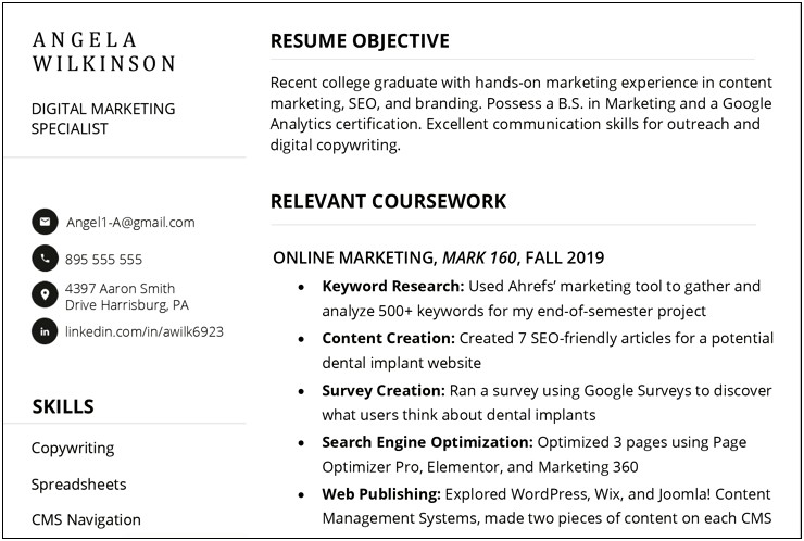 Resume Examples For Someone With Little Experience