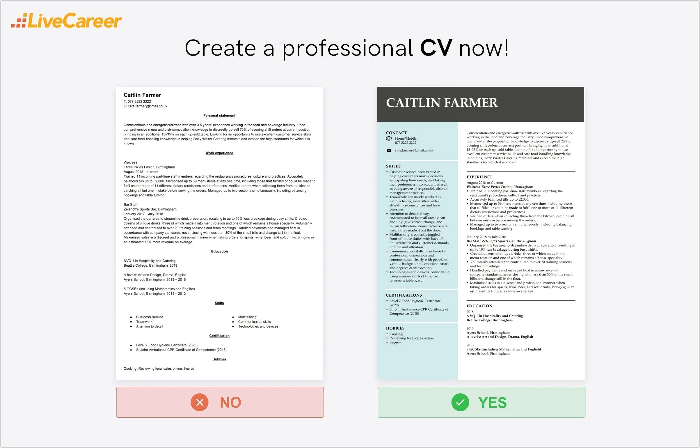 Resume Examples In Us Hospitality Company