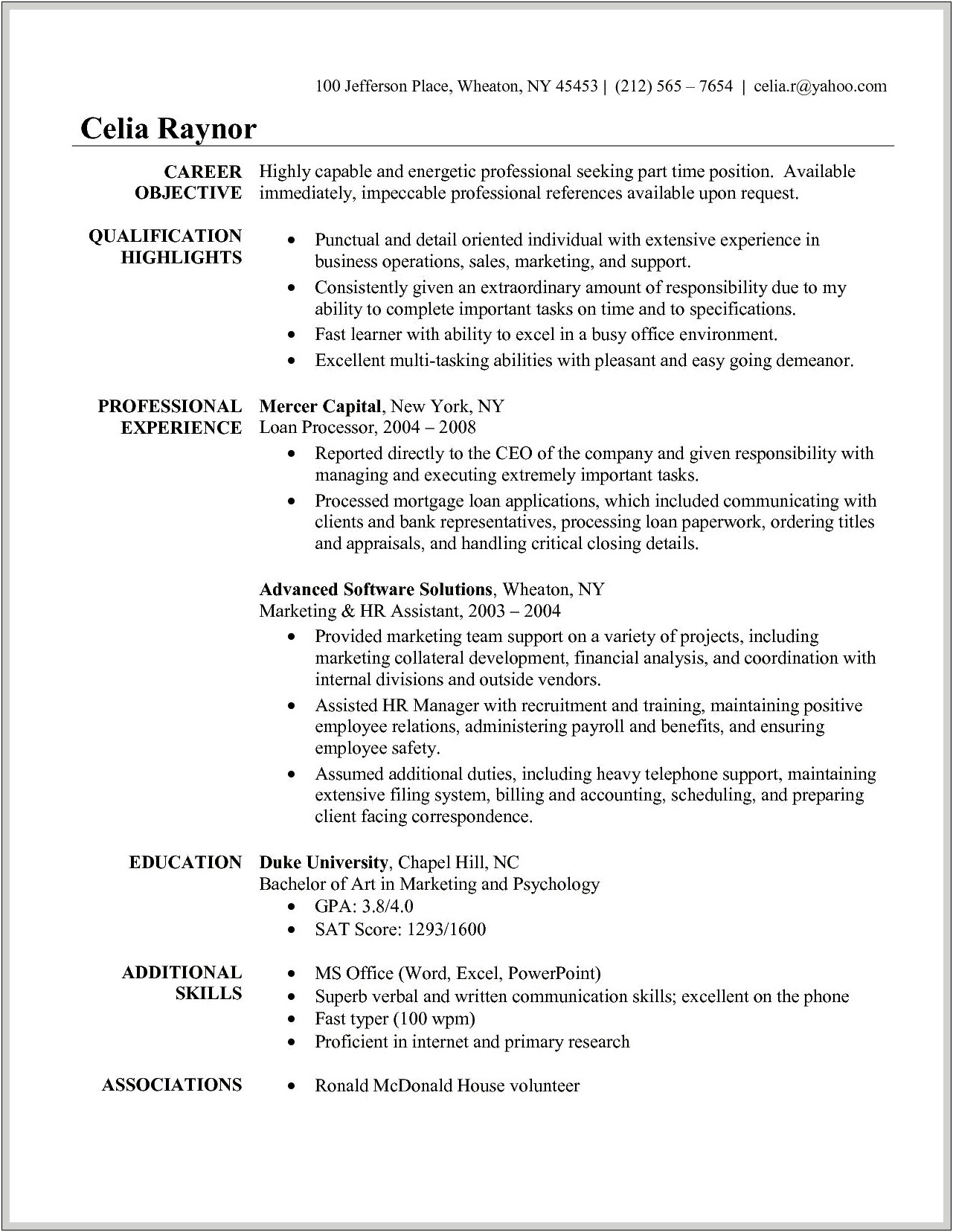 Resume Examples Of Billing Or Payroll