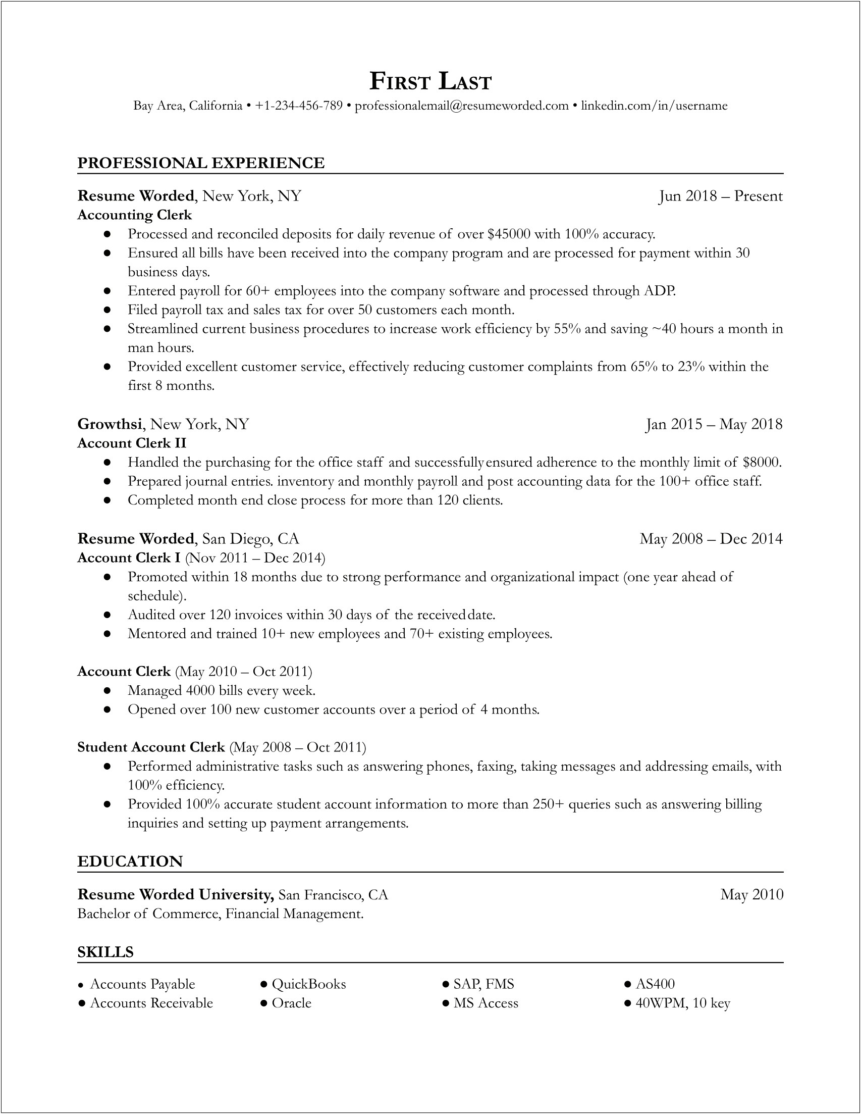 Resume Examples Of Inventory And Invoice Management