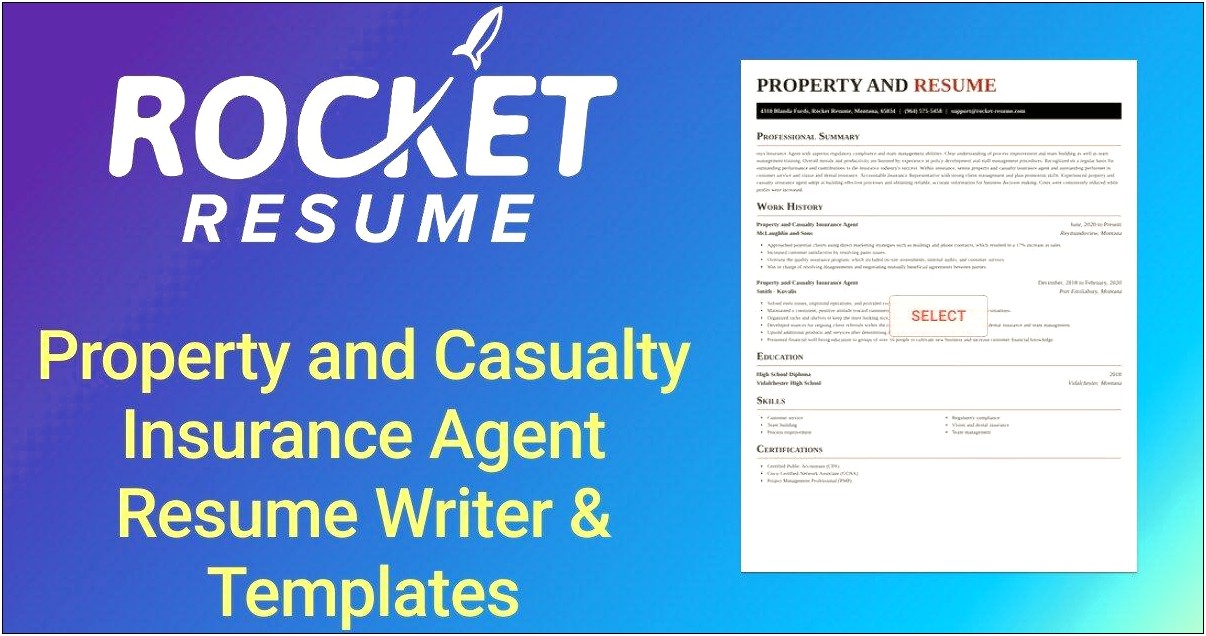 Resume Examples Property And Casualty Insurance