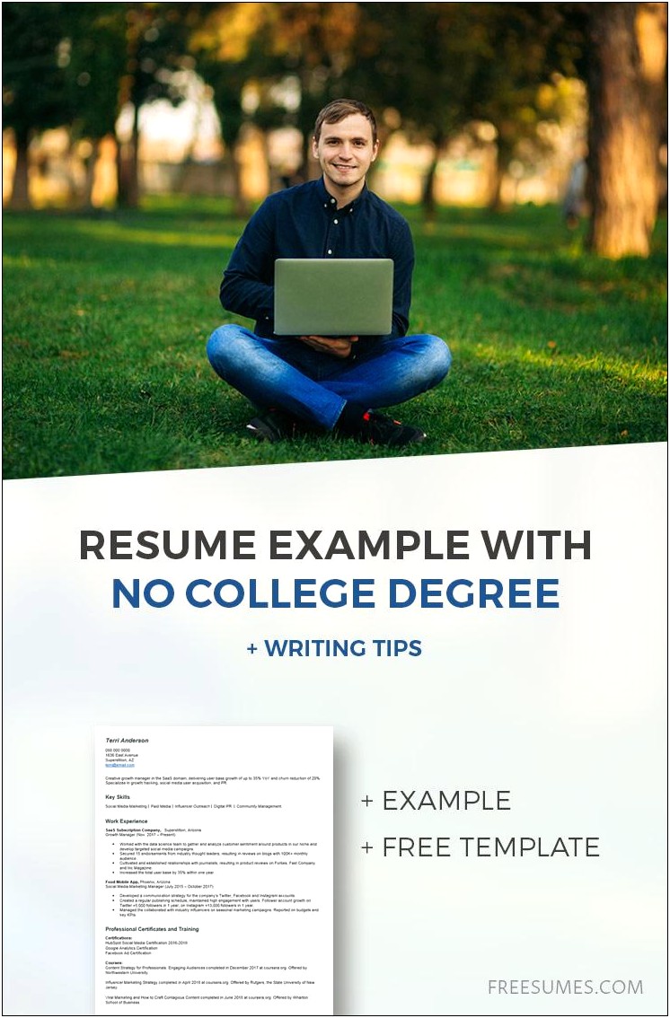 Resume Examples With No College Degree