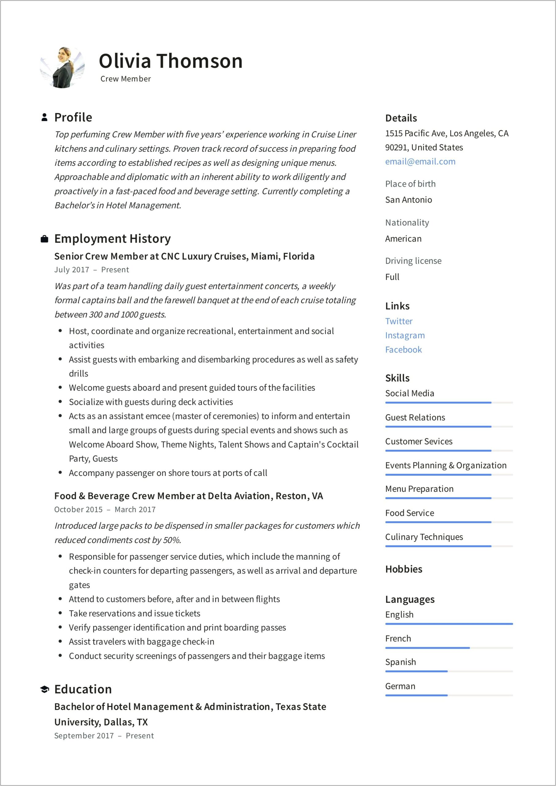 Resume Examples With Work Authorization Details