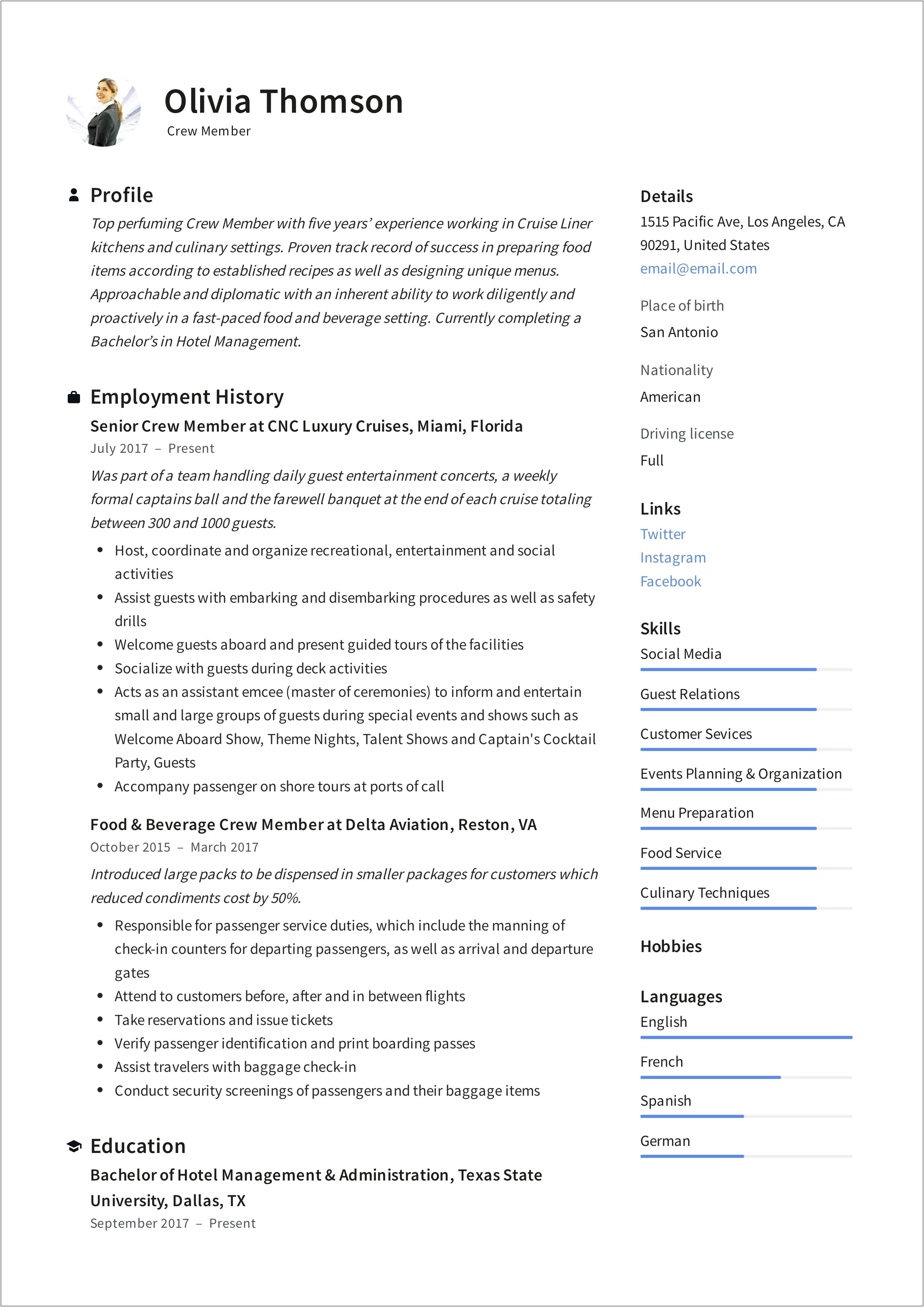 Resume Examples With Work Authorization Details