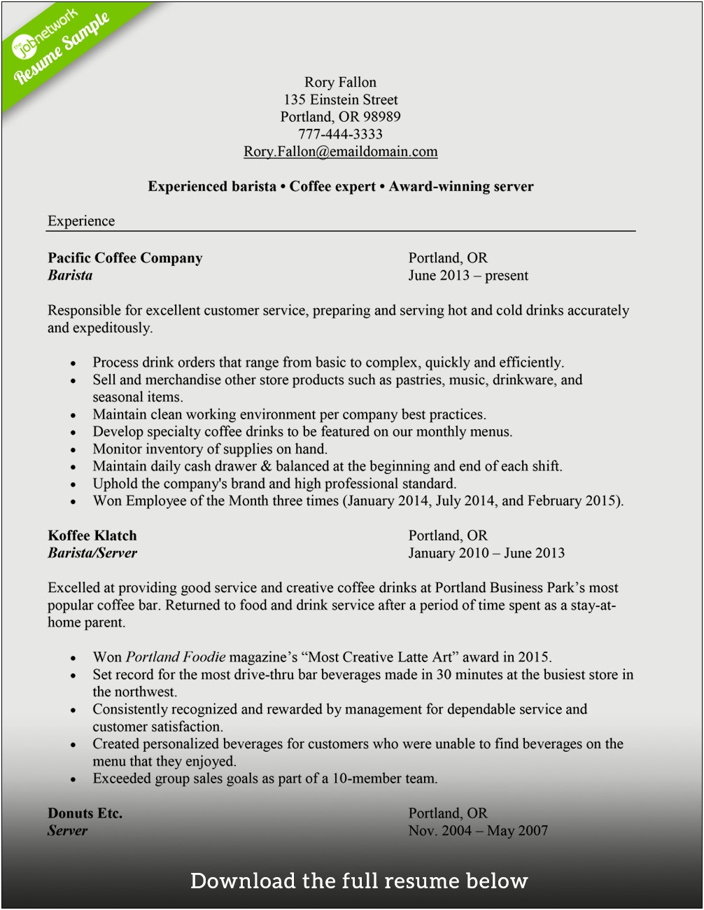 Resume Experience Descriptions Have A Period