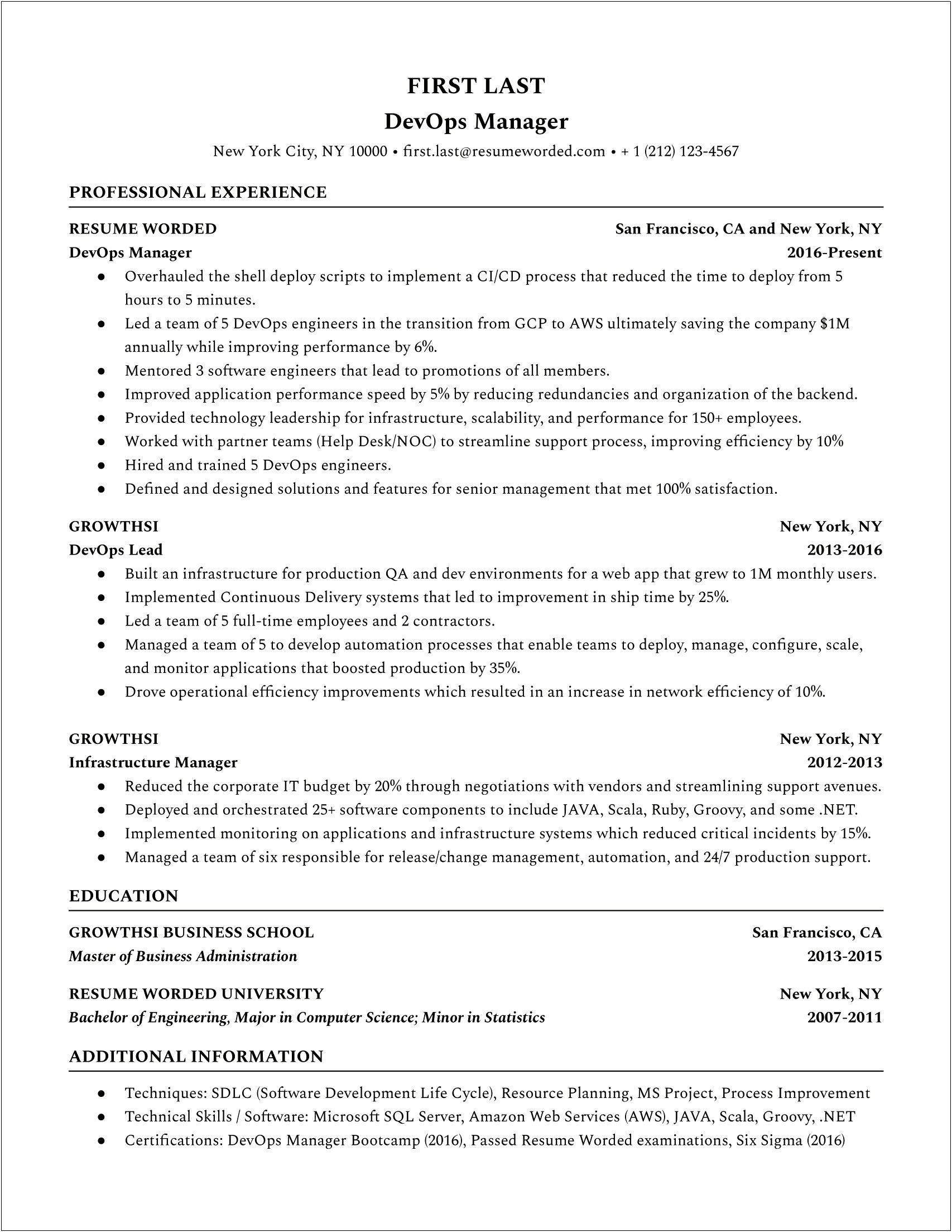 Resume Experience Working In A 24 Hour Business