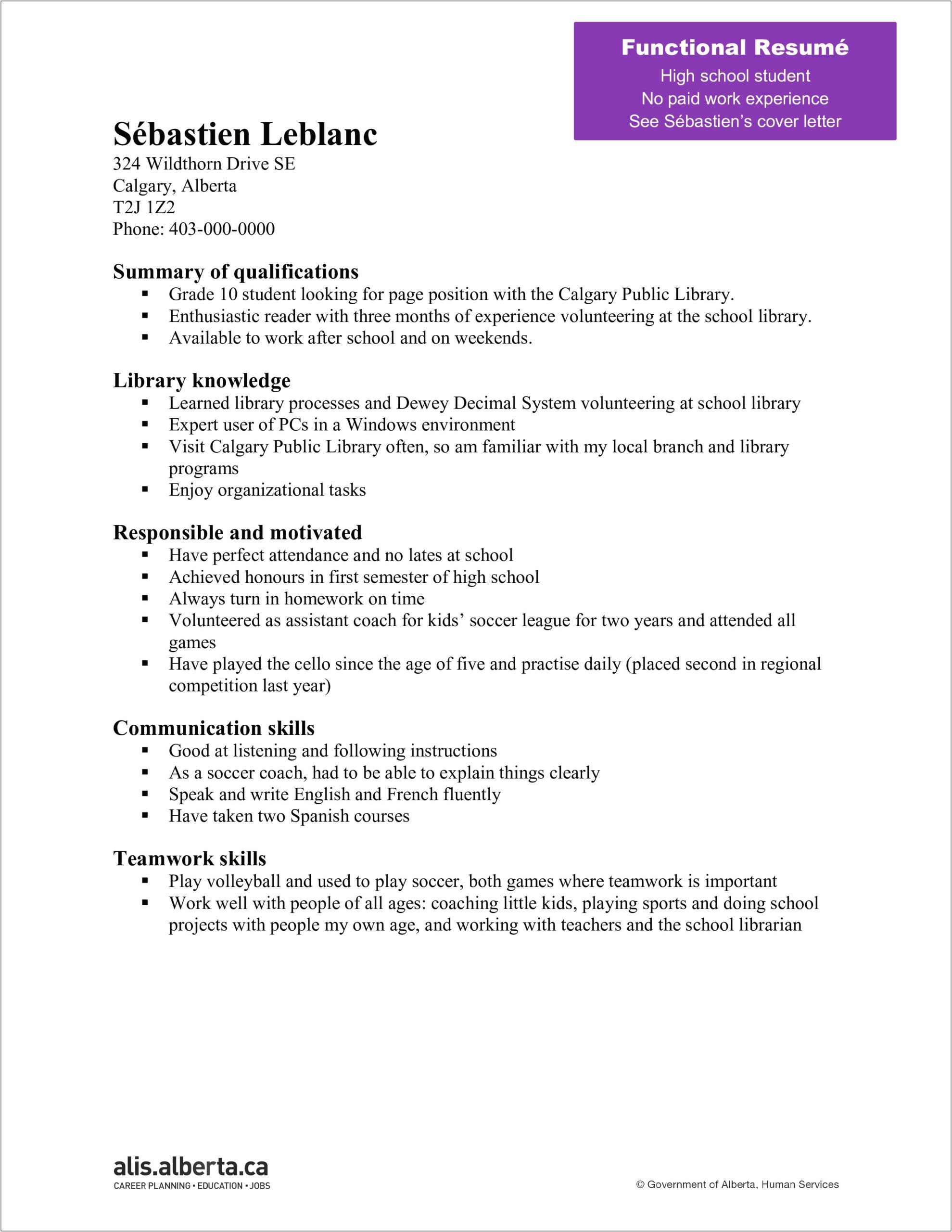 Resume For A Highschool Student Sample