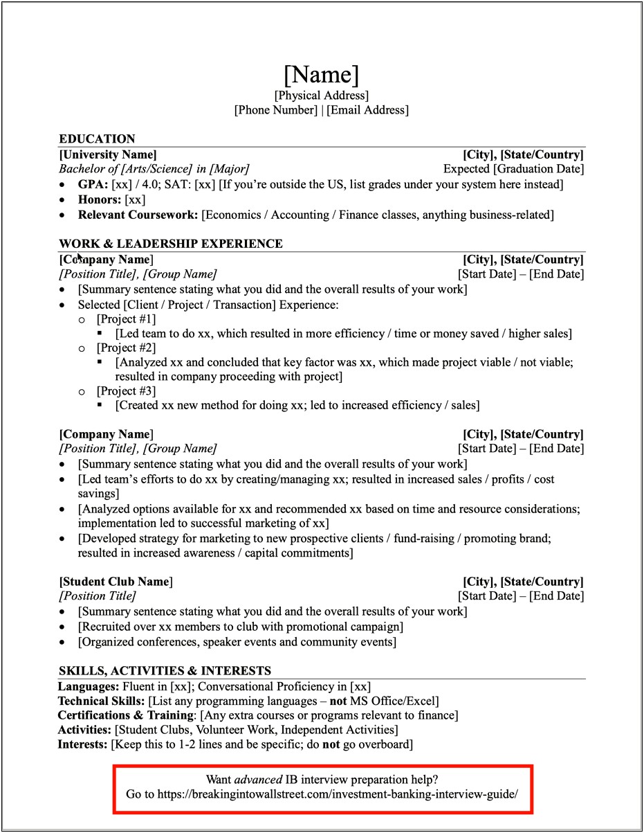 Resume For Actuarial Internship Example With Summary Statement