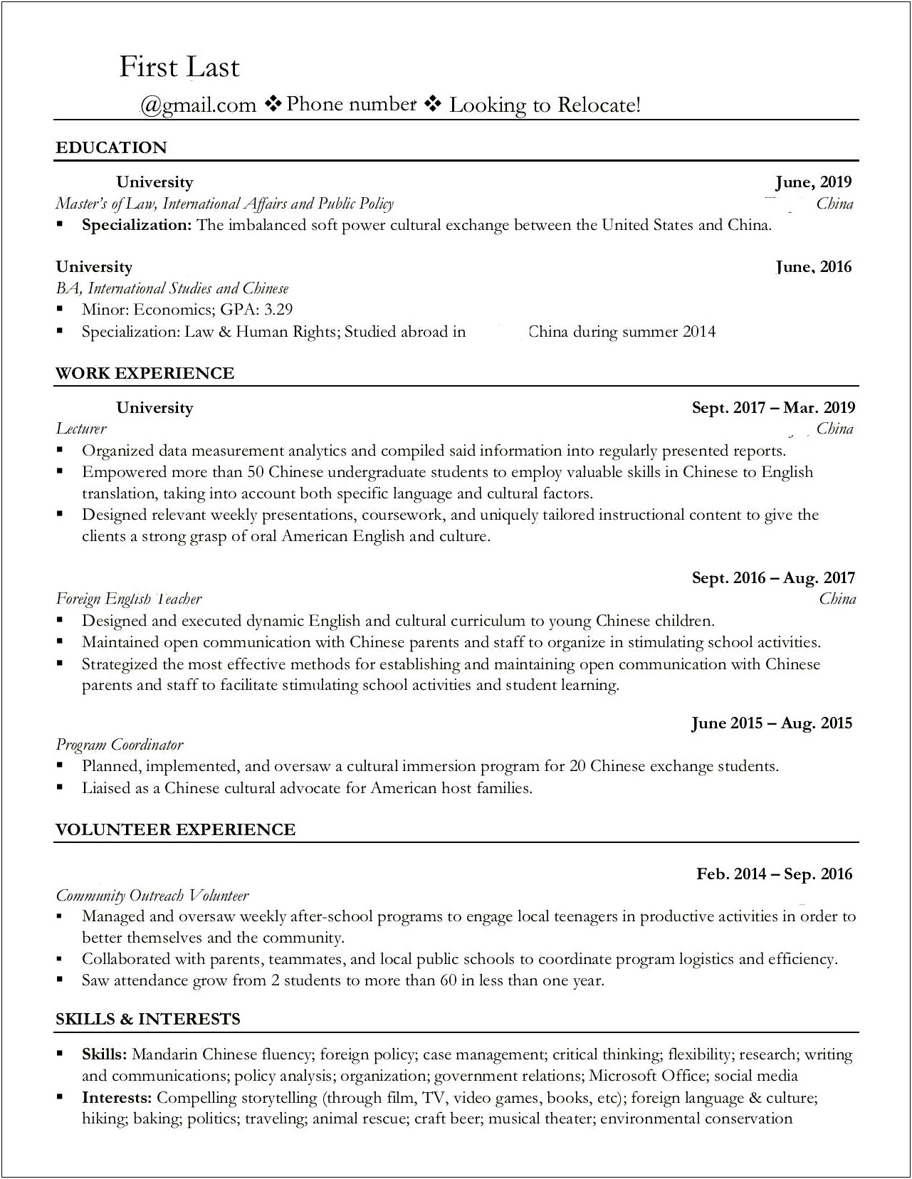 Resume For After School Program Director