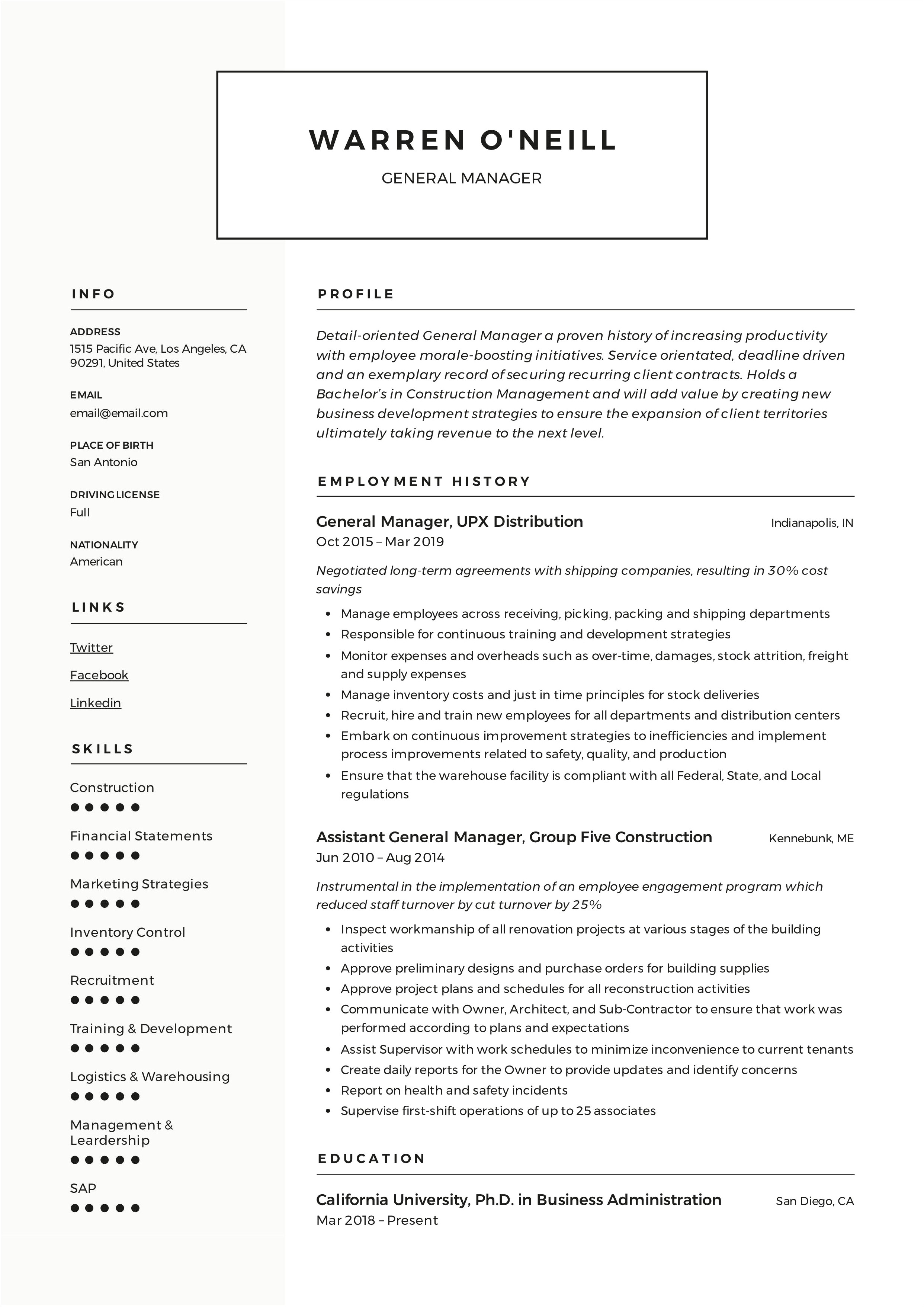 Resume For Applying For Mill Quality Control Manager