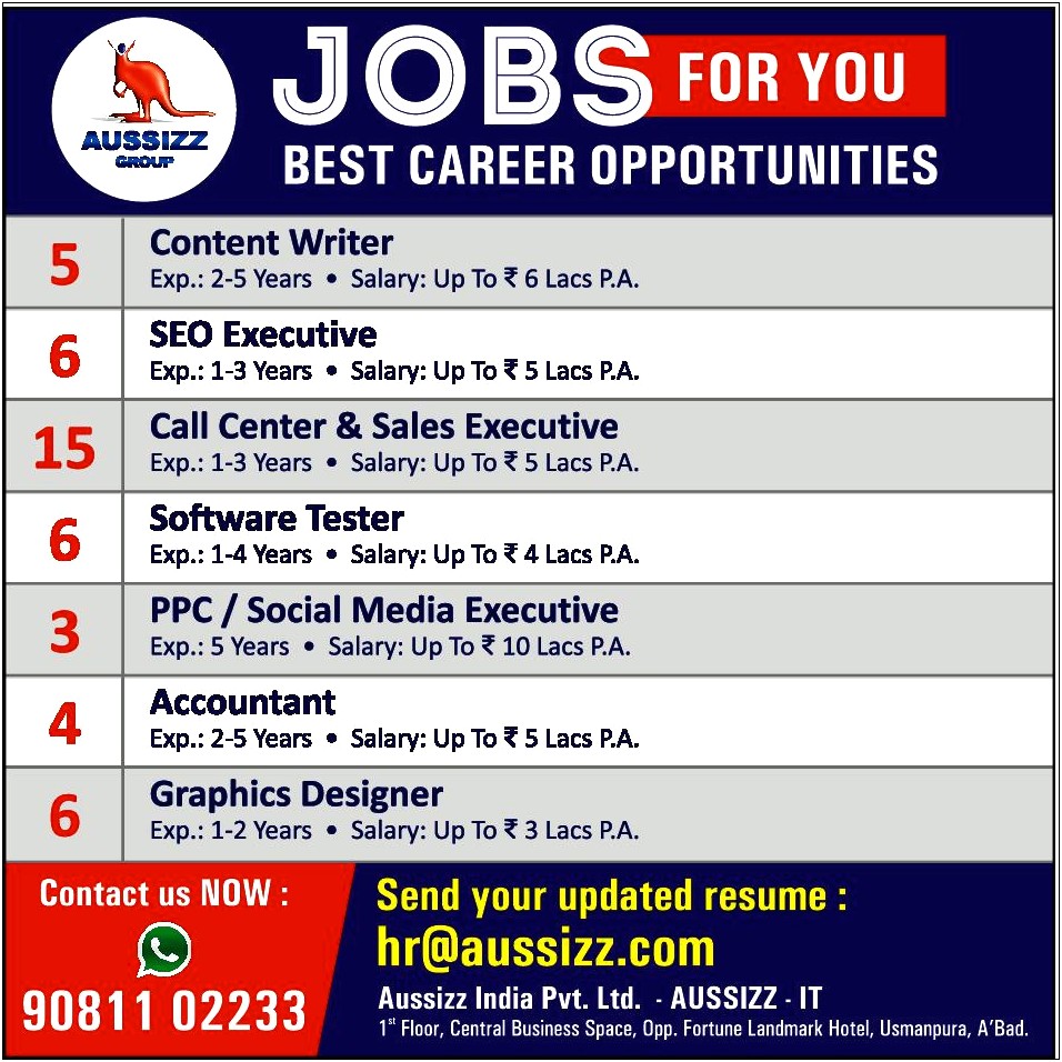 Resume For Call Center Job In India