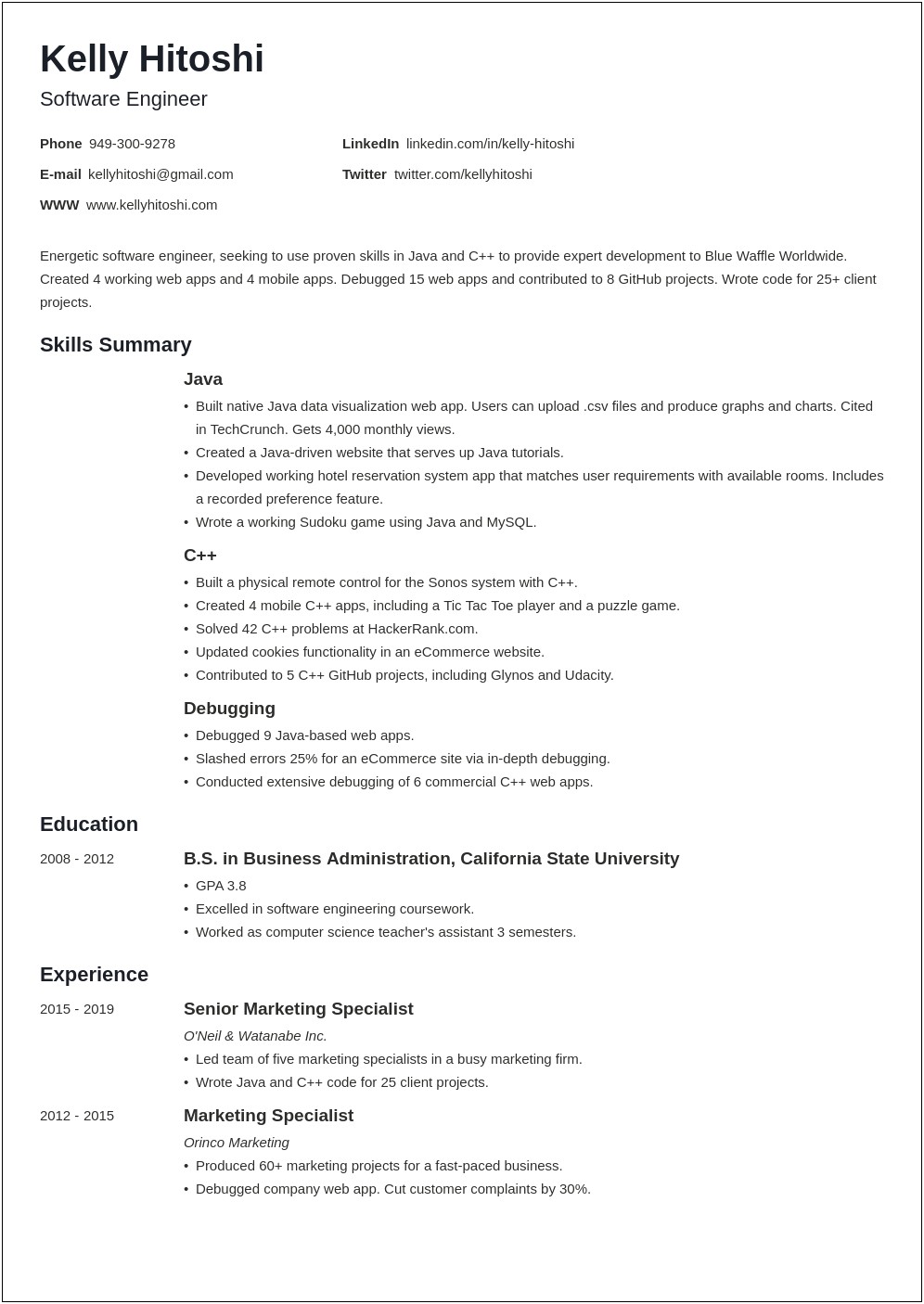 Resume For Career Change With No Experience