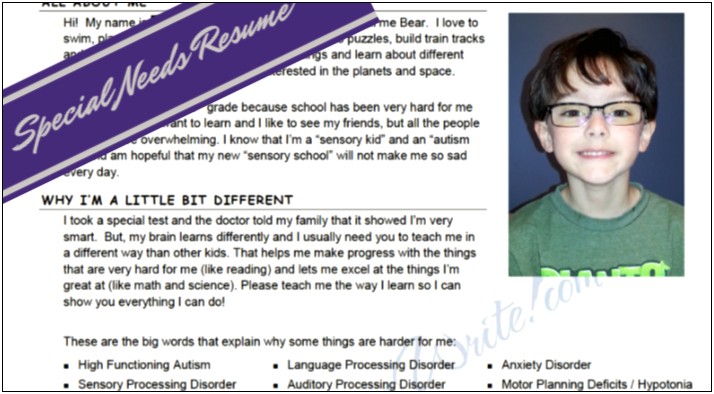 Resume For Day Program Worker For Autistic Children