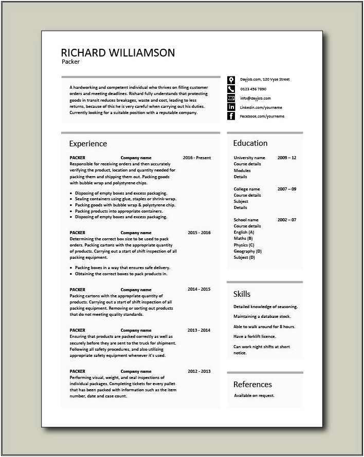 Resume For Dummies On The Job Training Sample