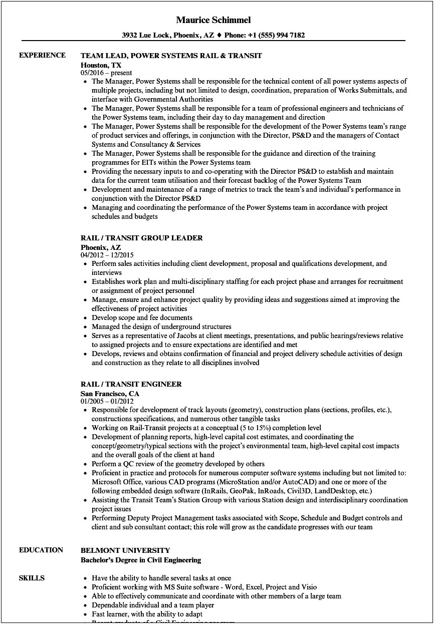 Resume For Employement With Mta Examples