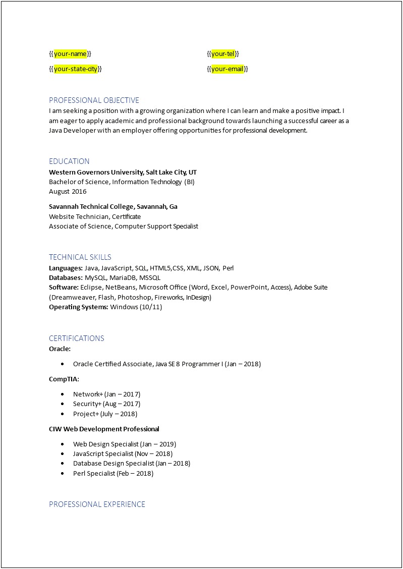 Resume For Entry Level Example 2018