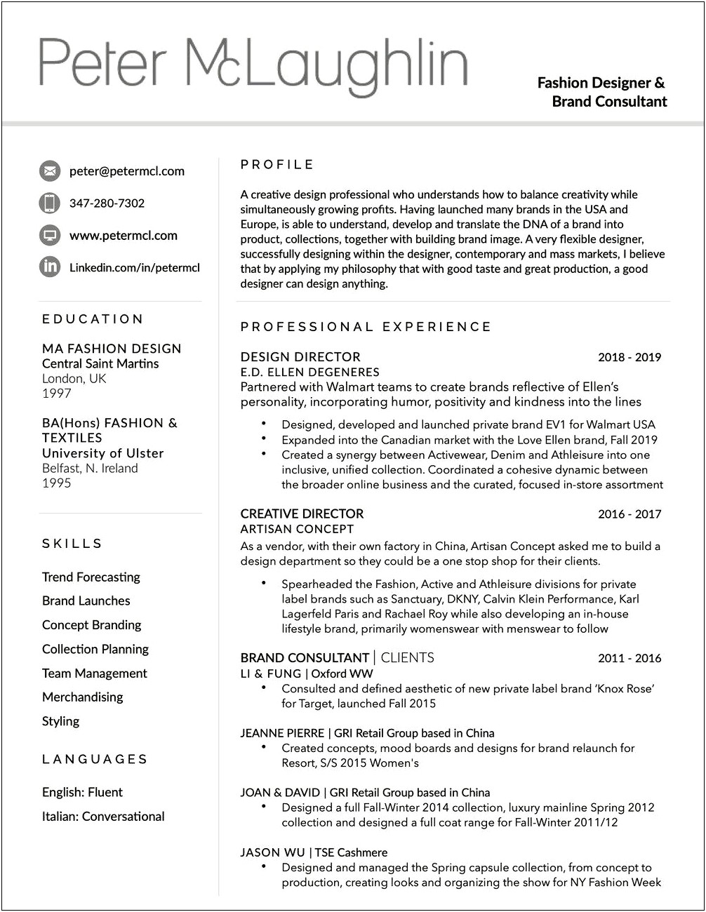 Resume For Fashion Consultant Without Experience