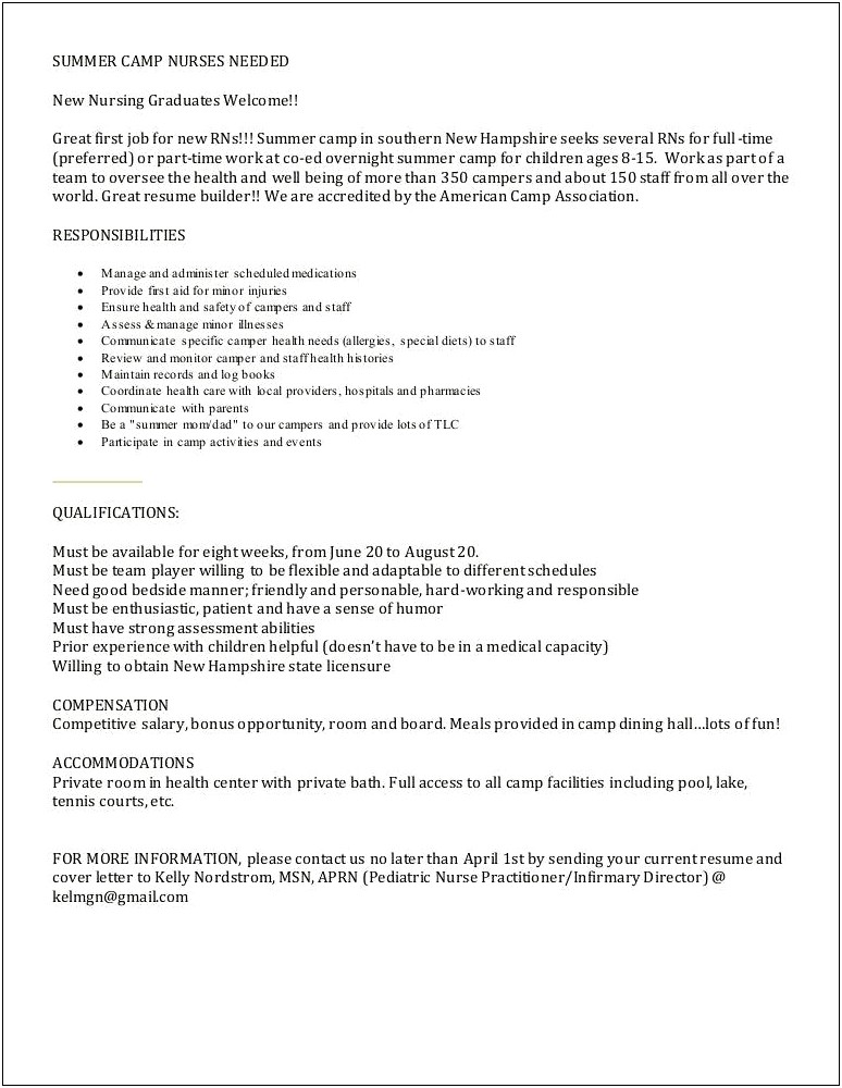 Resume For First Nurse Practitioner Job