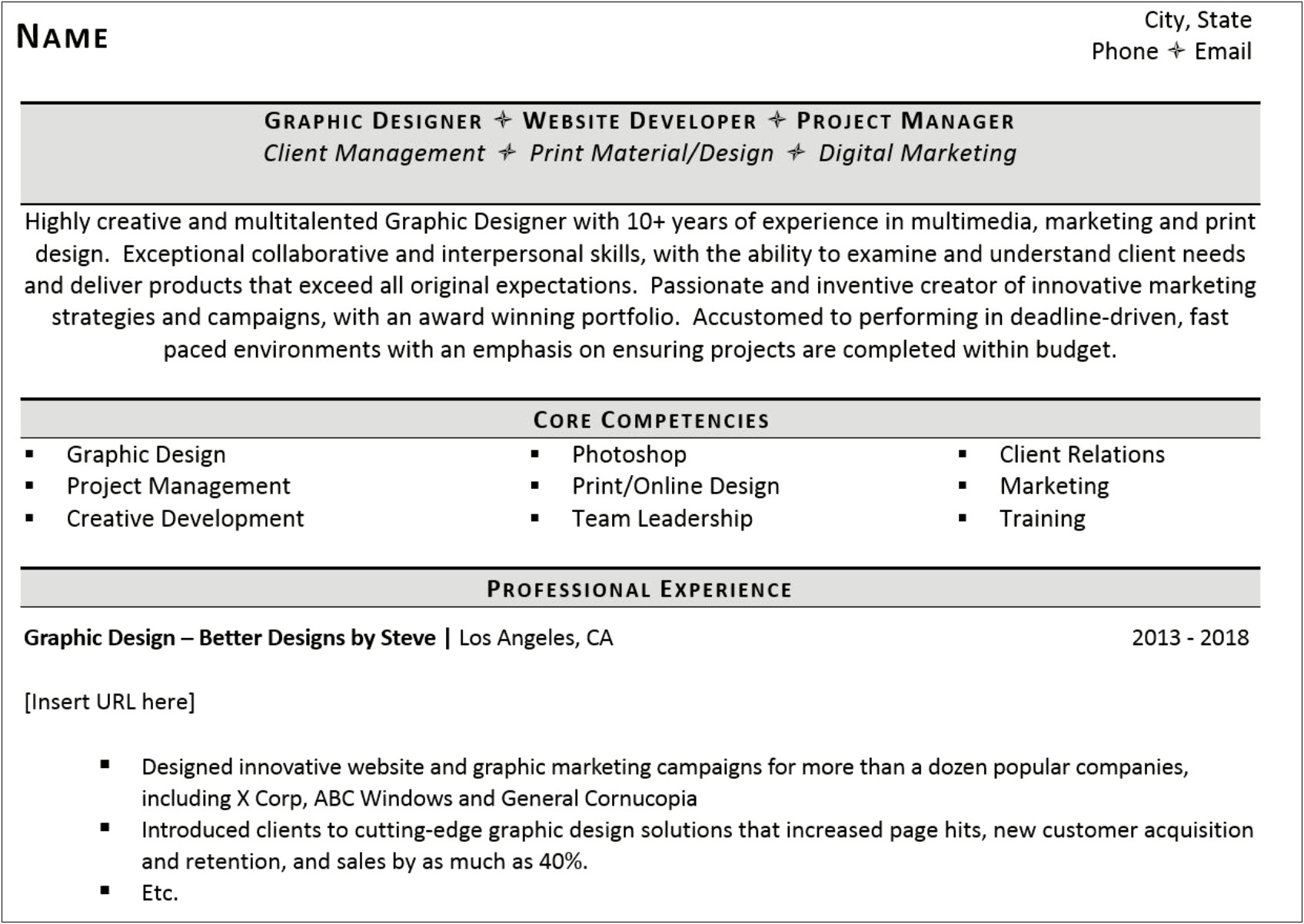 Resume For Graphic Design Freelance Contract Job