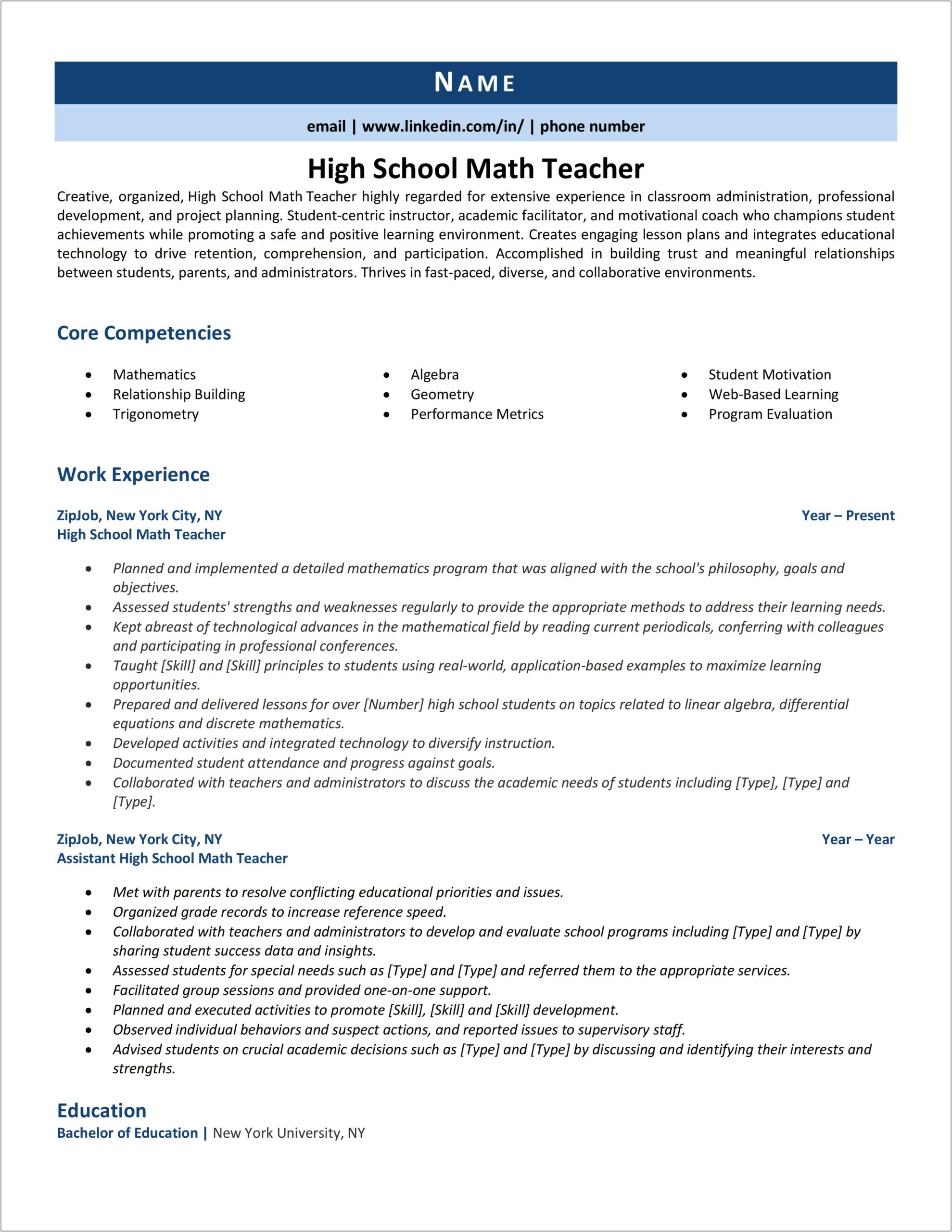 Resume For High School Student Grade Or Year