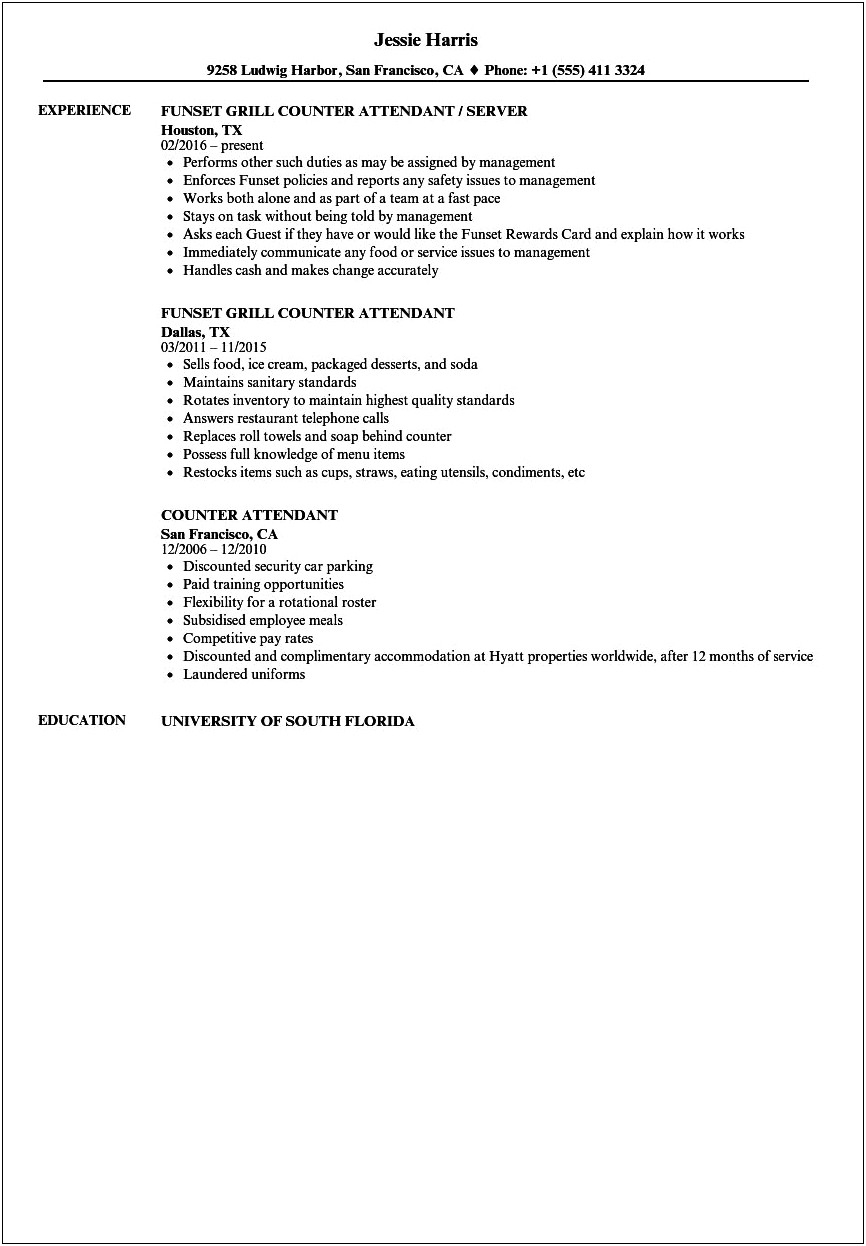 Resume For Ice Cream Worker Application