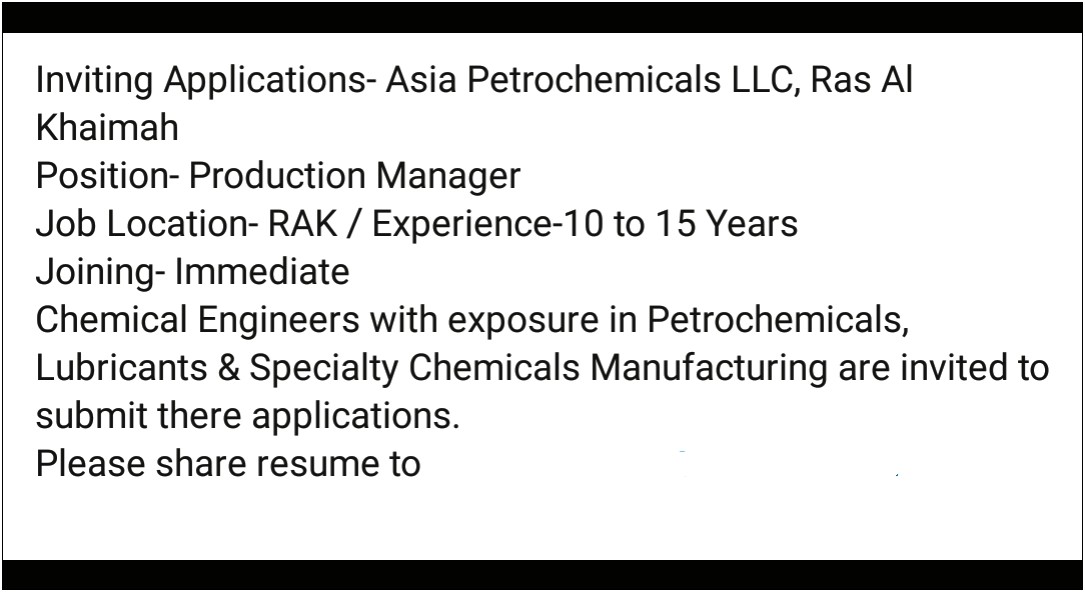 Resume For Industrial Jobs Chemical Plant