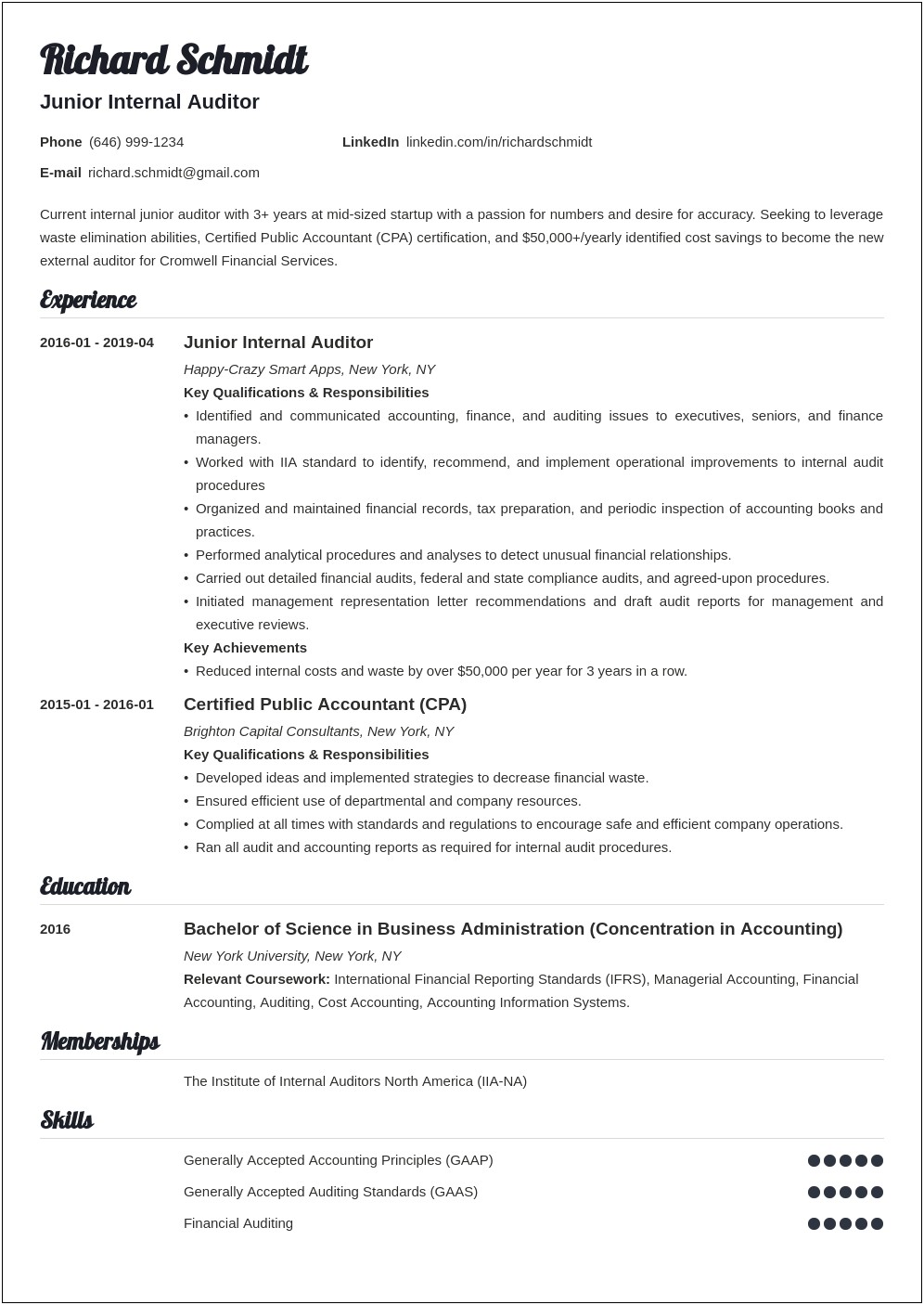 Resume For Internal Job Change Objective