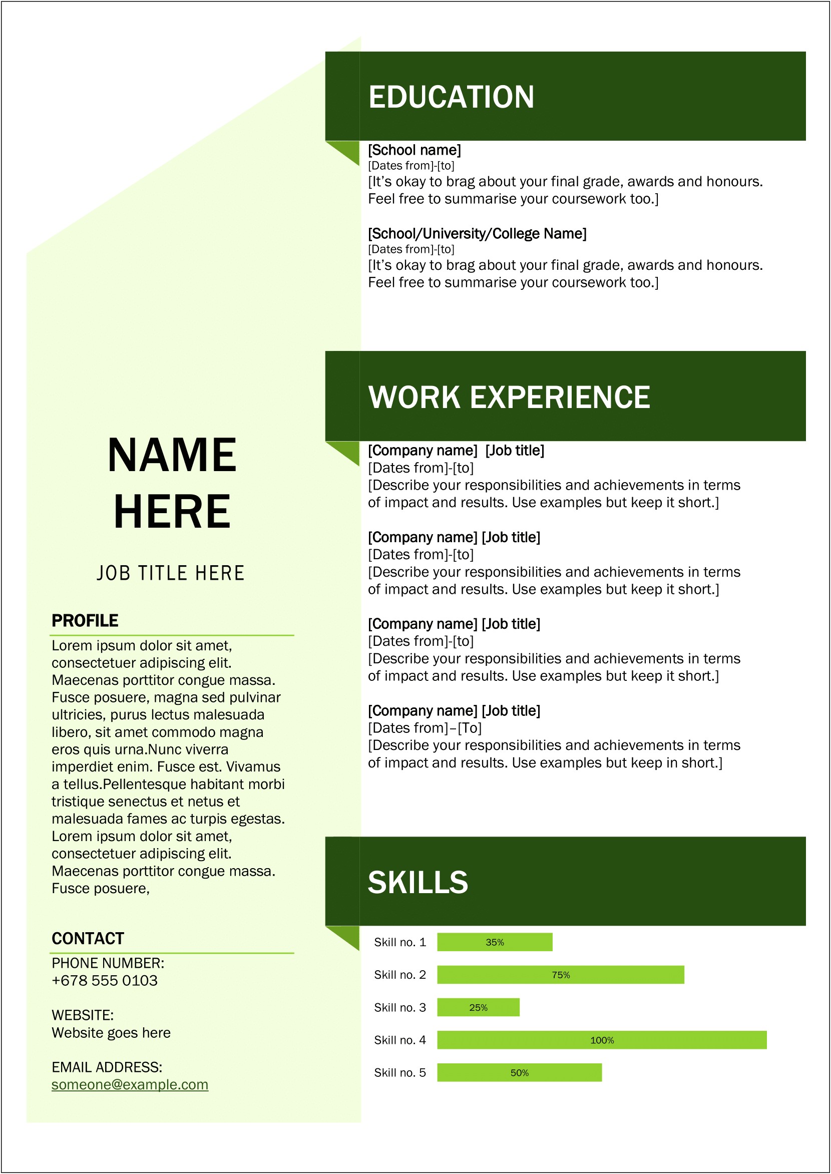 Resume For Job Application Pdf Free Download