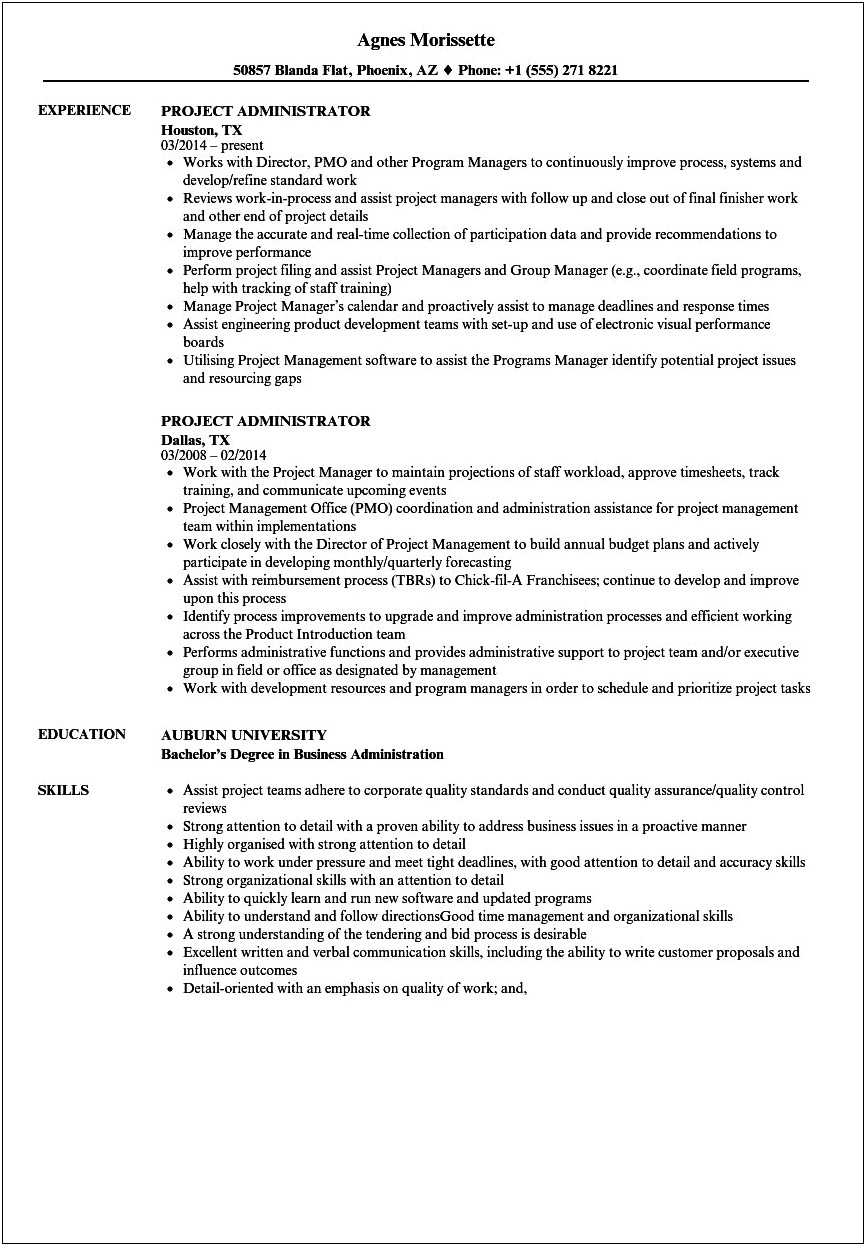 Resume For Job Example For Chick Fil A