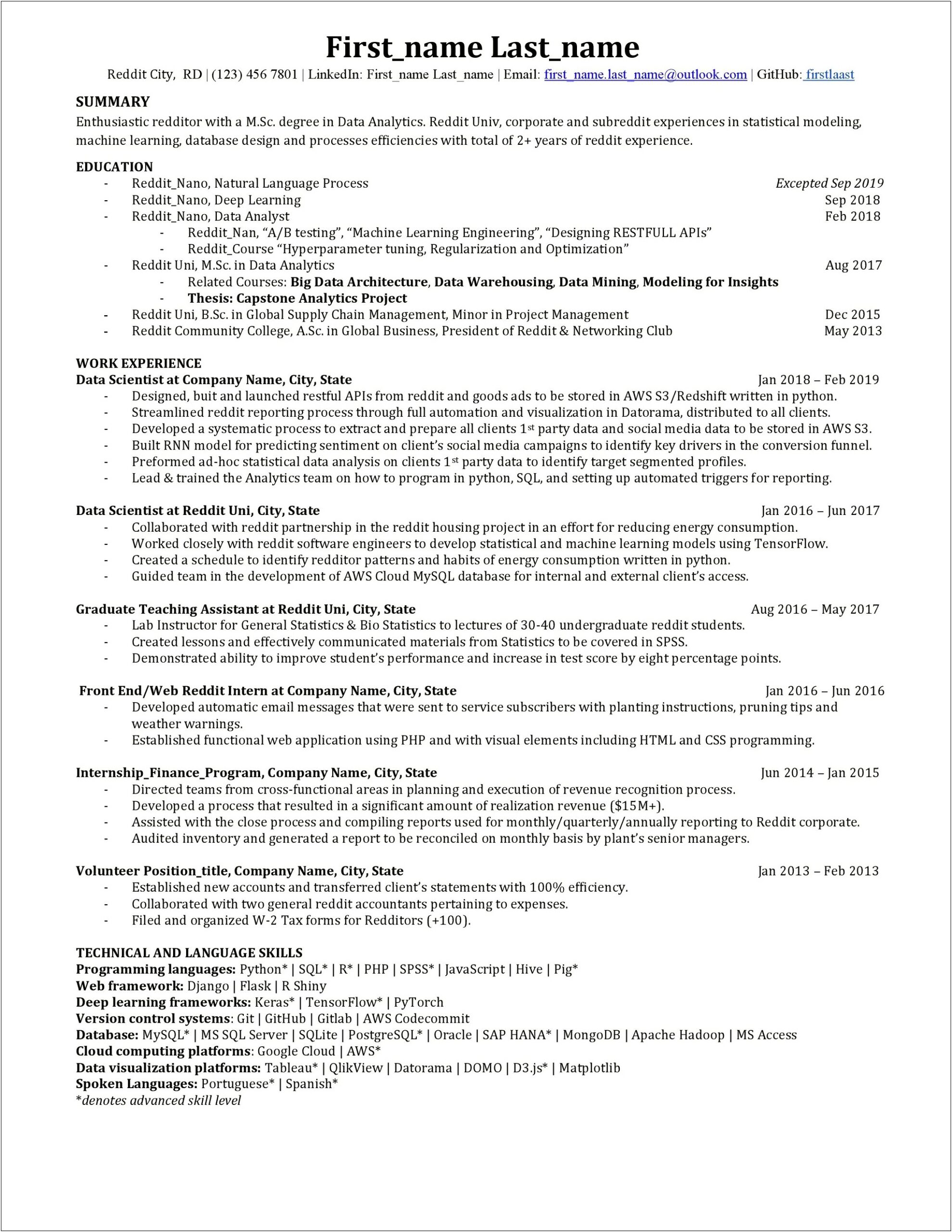 Resume For Job Fair Different Reddit