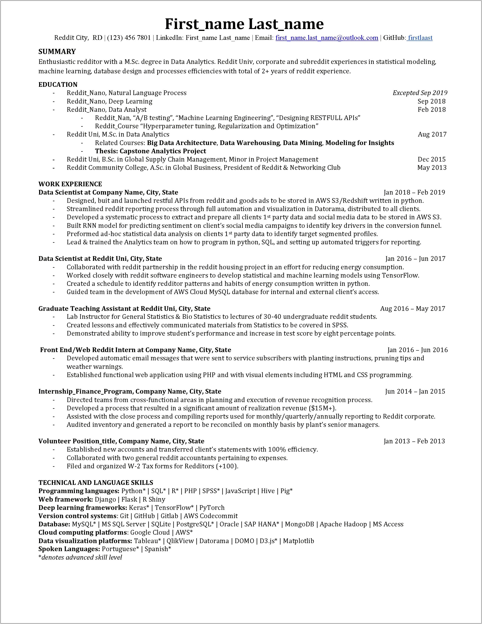 Resume For Job Fair Different Reddit