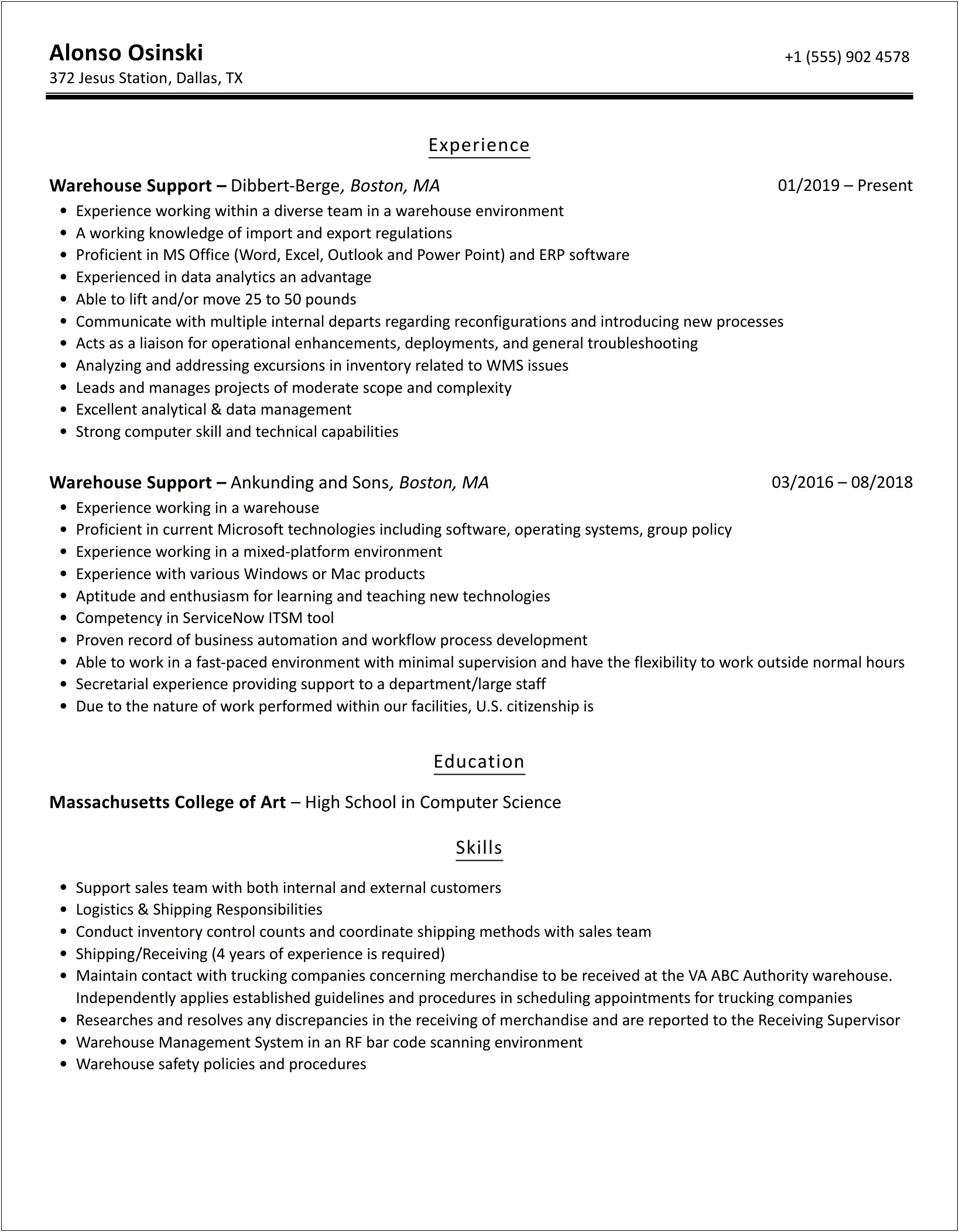 Resume For Job With Mrc Global