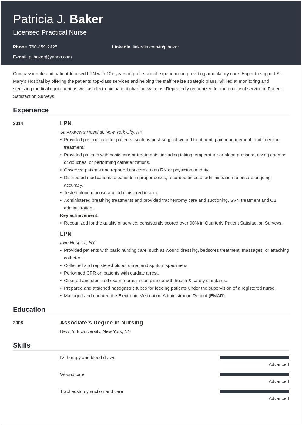 Resume For Lpn Student With No Experience