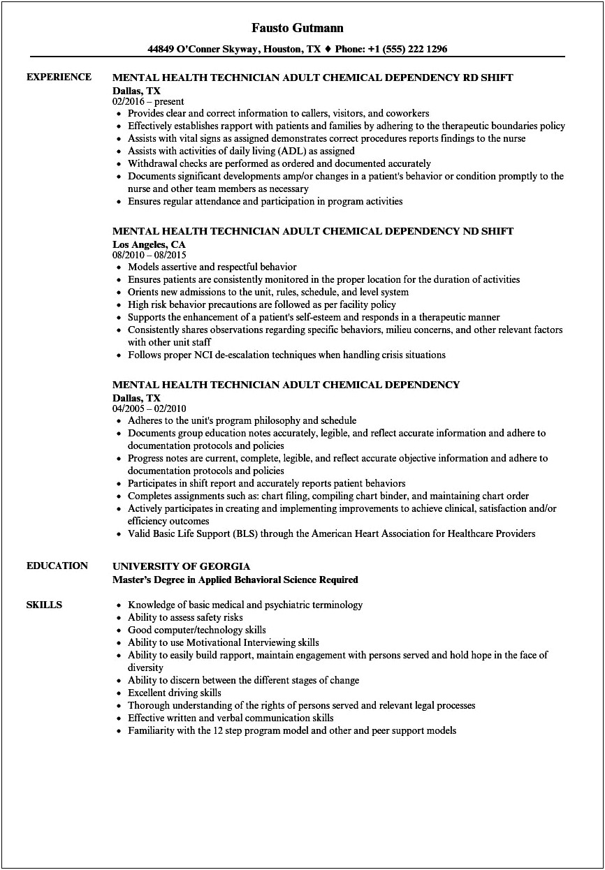 Resume For No Experience Socual Worker Chemical Dependency