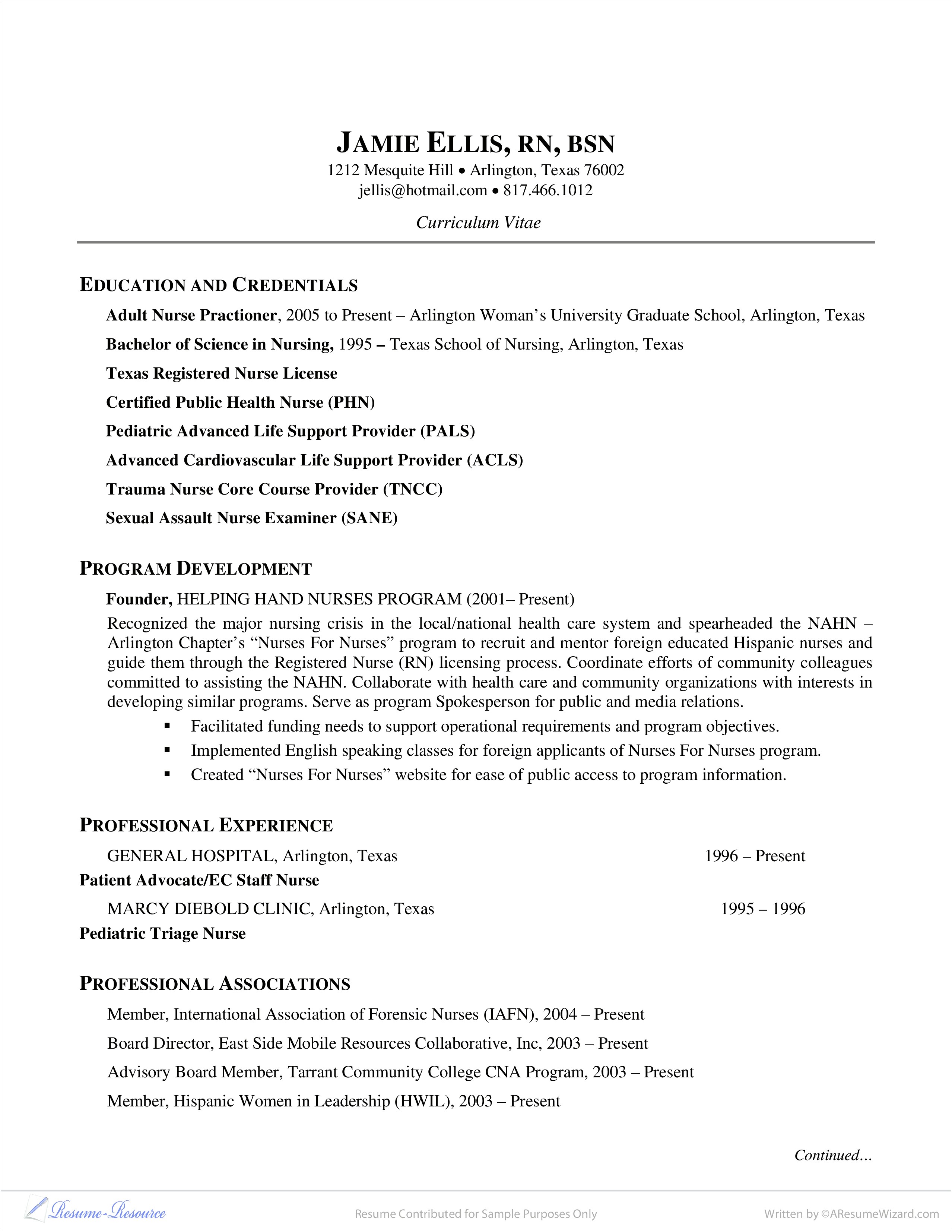 Resume For Nurse Job At Doctors Office